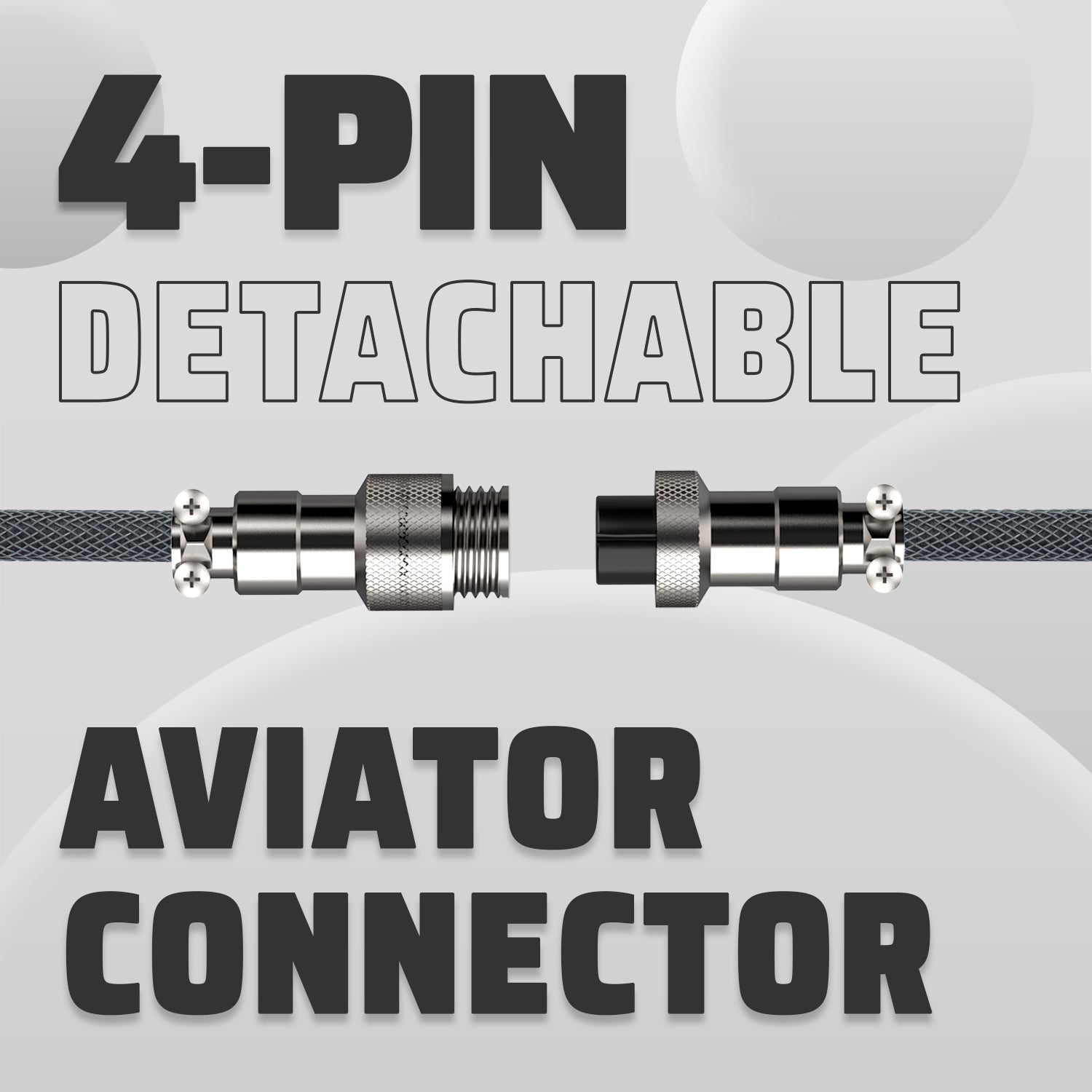 Detachable 4-pin aviator connector showcasing durable metal design and textured cable.