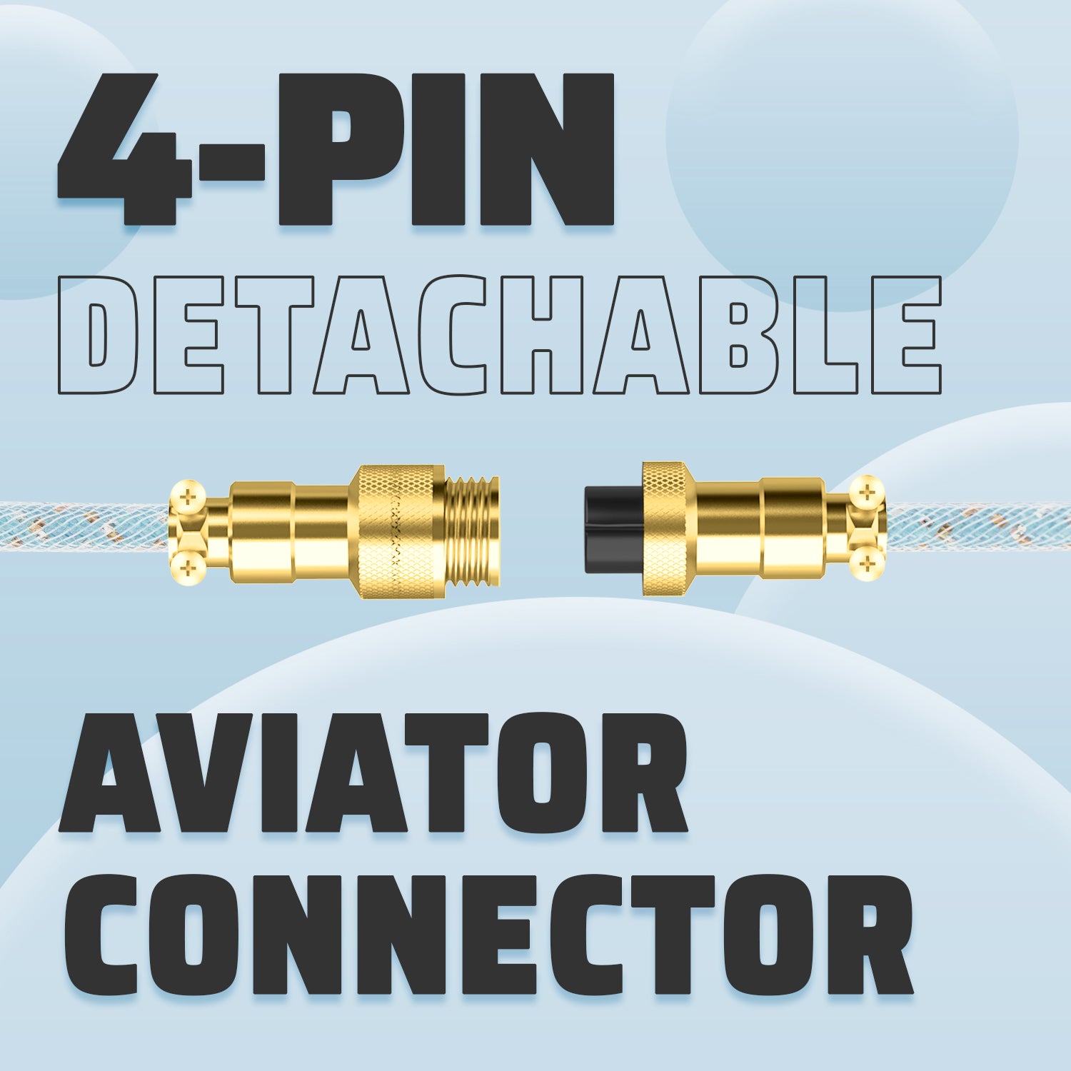 4-pin detachable aviator connector with gold plating for USB-C keyboard cables