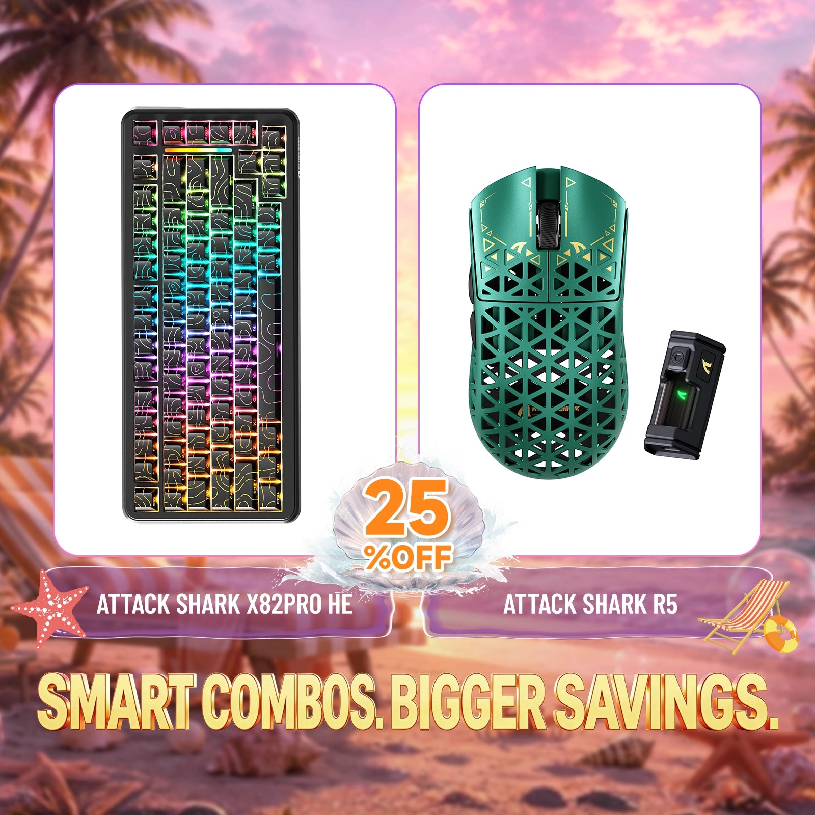Paquete ATTACK SHARK X82PRO HE teclado Rapid Trigger + ratón para juegos inalámbrico de fibra de carbono R5