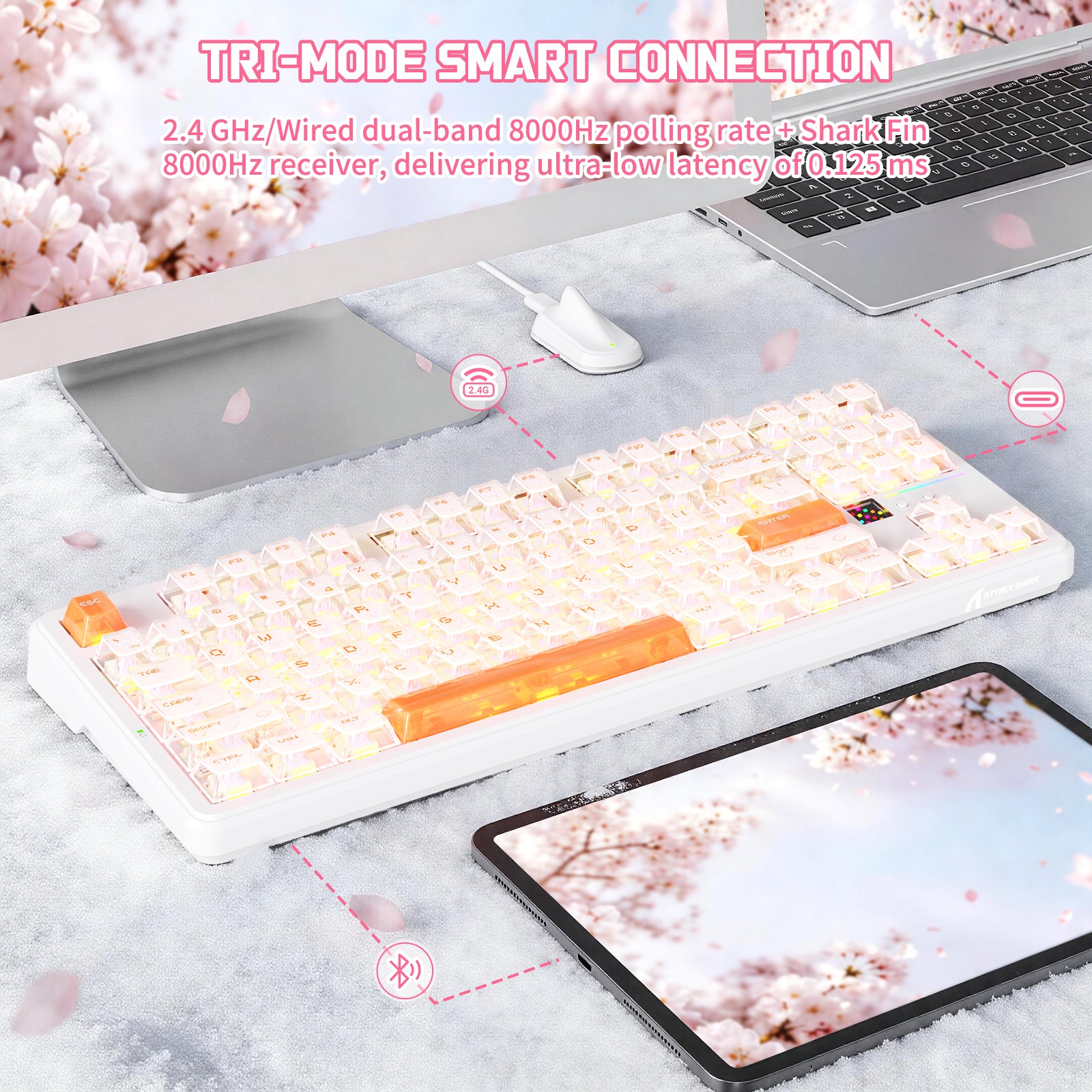Teclado mecánico inalámbrico ATTACK SHARK X87 ULTRA con receptor inalámbrico 8K