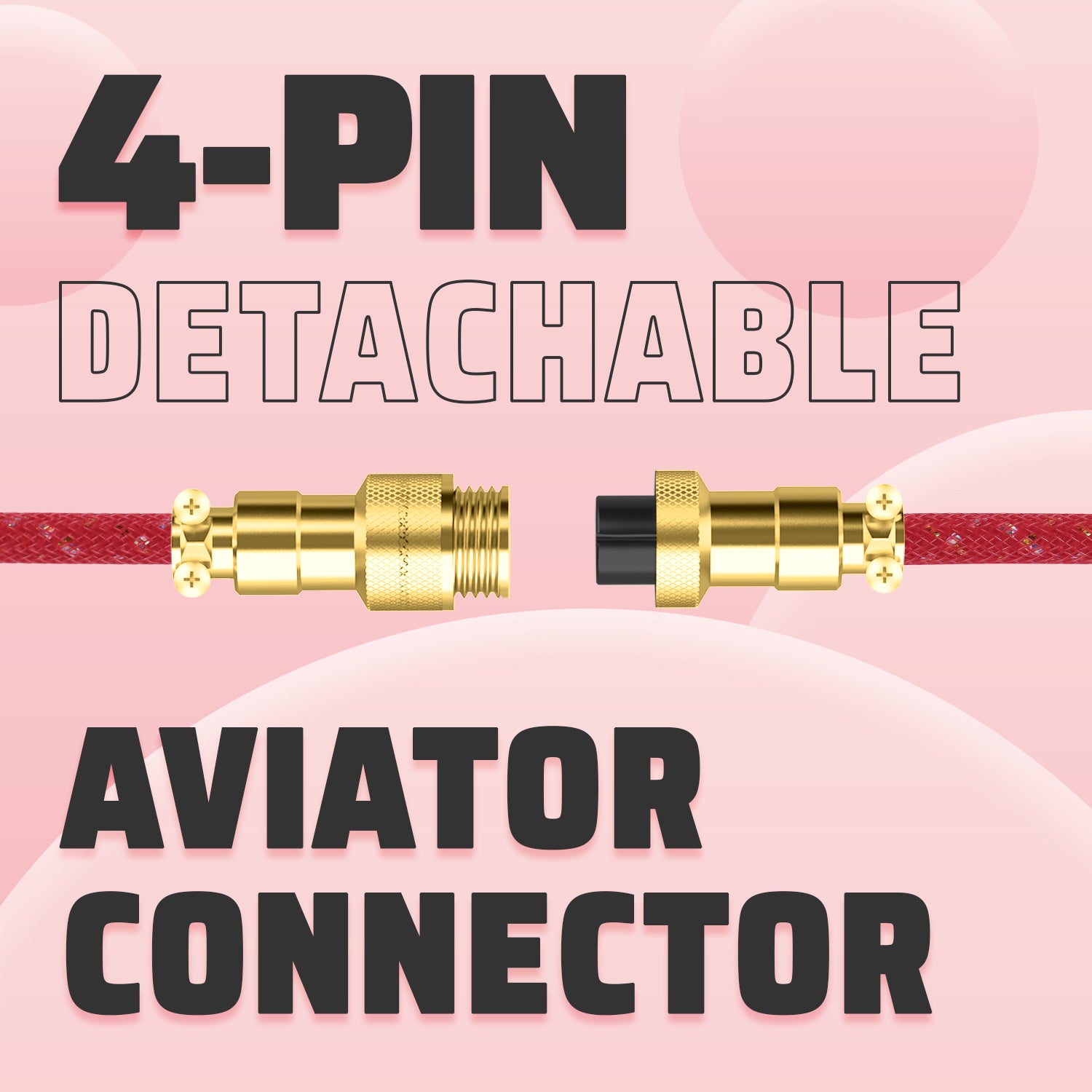 4-pin detachable aviator connector for USB-C keyboard cable with gold plating