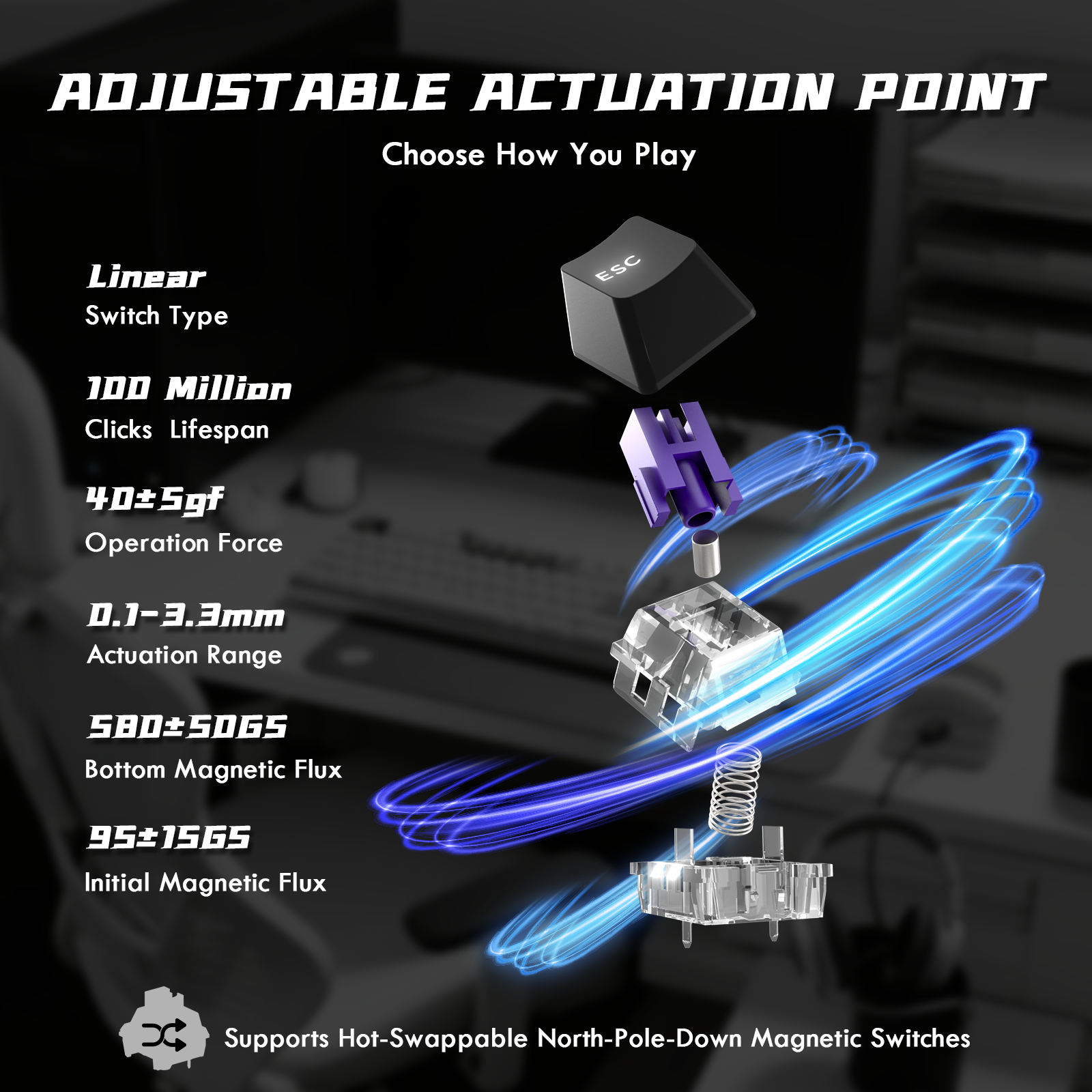 Teclado de gatillo rápido ATTACK SHARK R85 HE con interruptor magnético y caja de luz personalizada