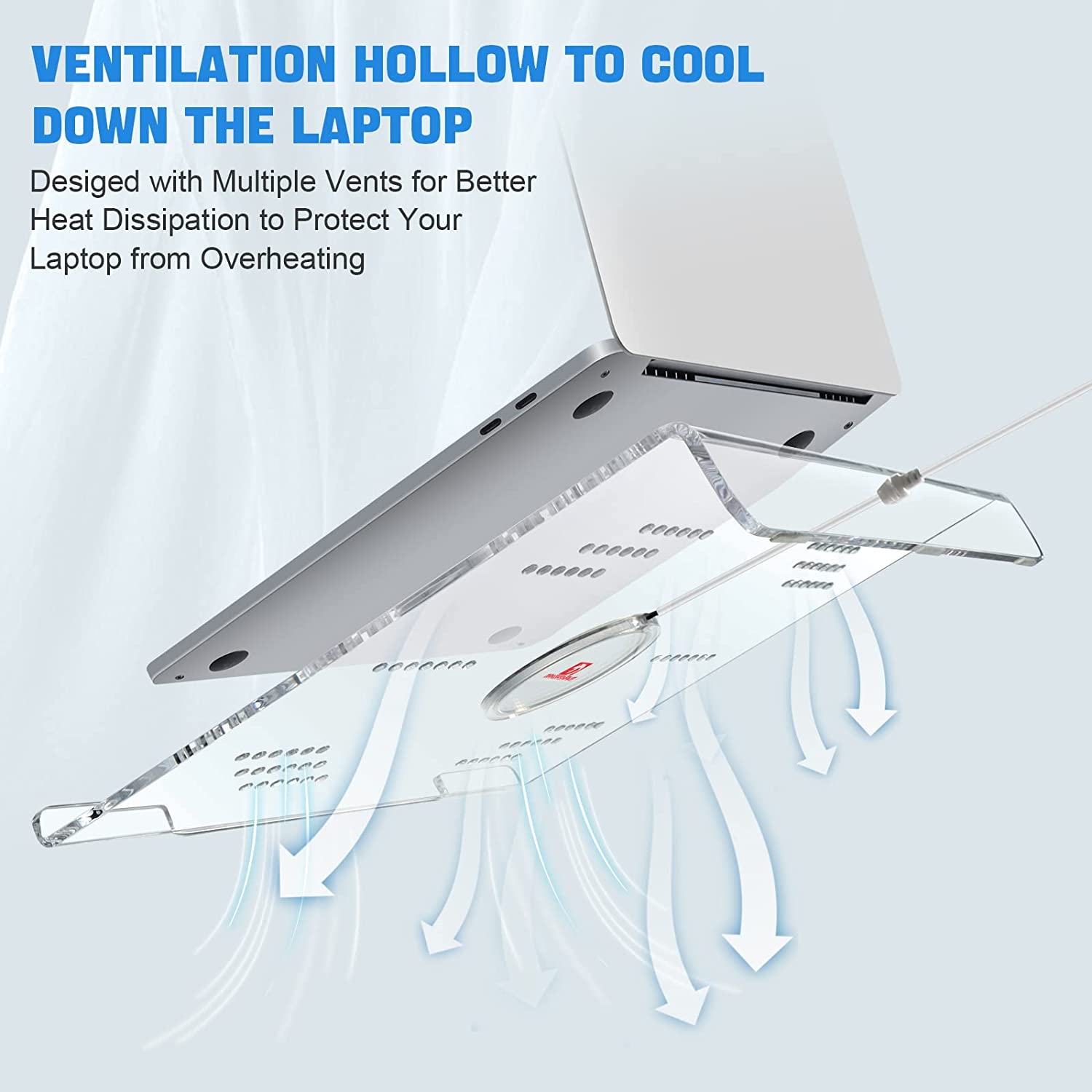 MAMBASNAKE laptop riser showcasing ventilation holes for better cooling.