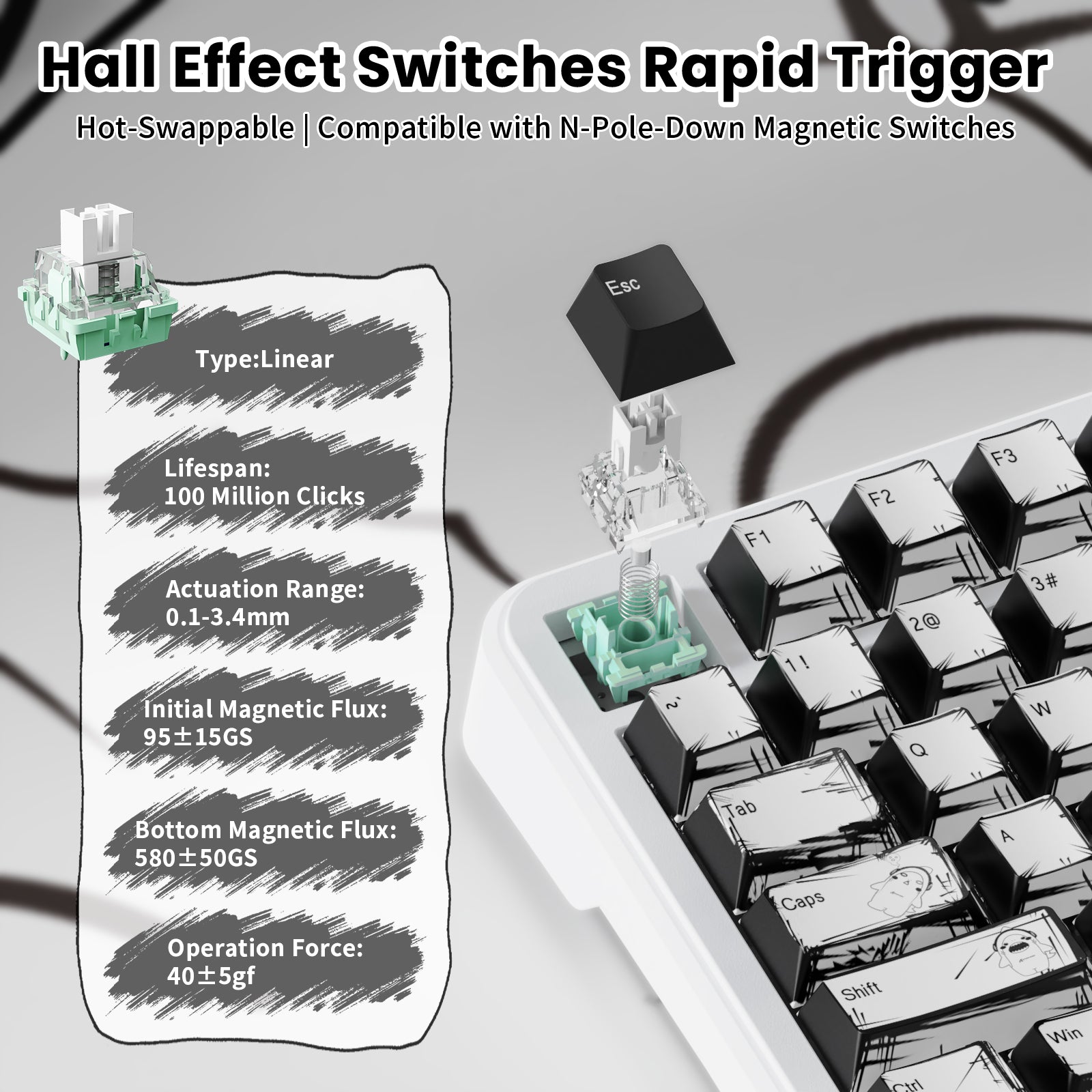 Teclado magnético ATTACK SHARK X82PRO HE con cable en espiral C01Ultra RGB