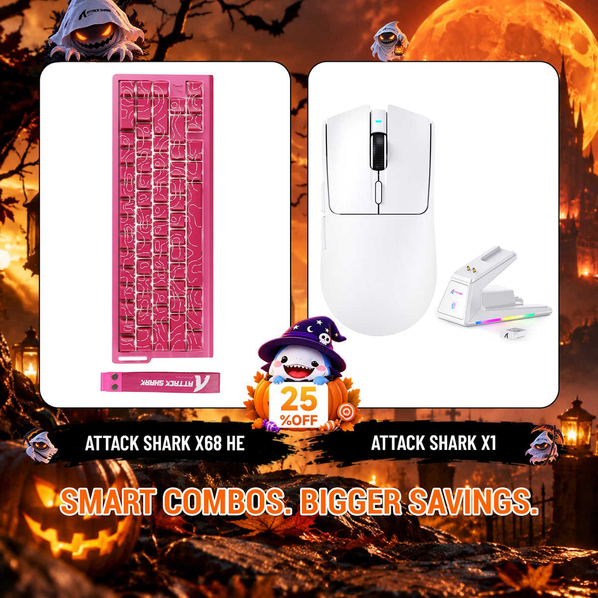 Paquete ATTACK SHARK X68HE teclado Rapid Trigger + ratón para juegos inalámbrico X1