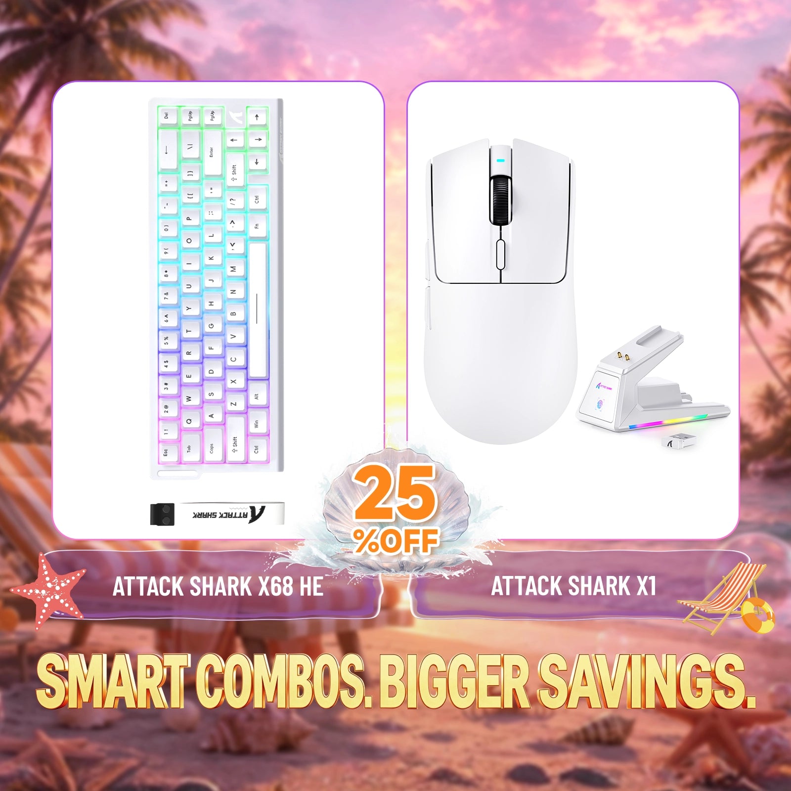 Paquete ATTACK SHARK X68HE teclado Rapid Trigger + ratón para juegos inalámbrico X1