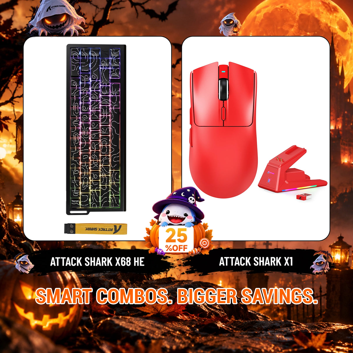 Paquete ATTACK SHARK X68HE teclado Rapid Trigger + ratón para juegos inalámbrico X1