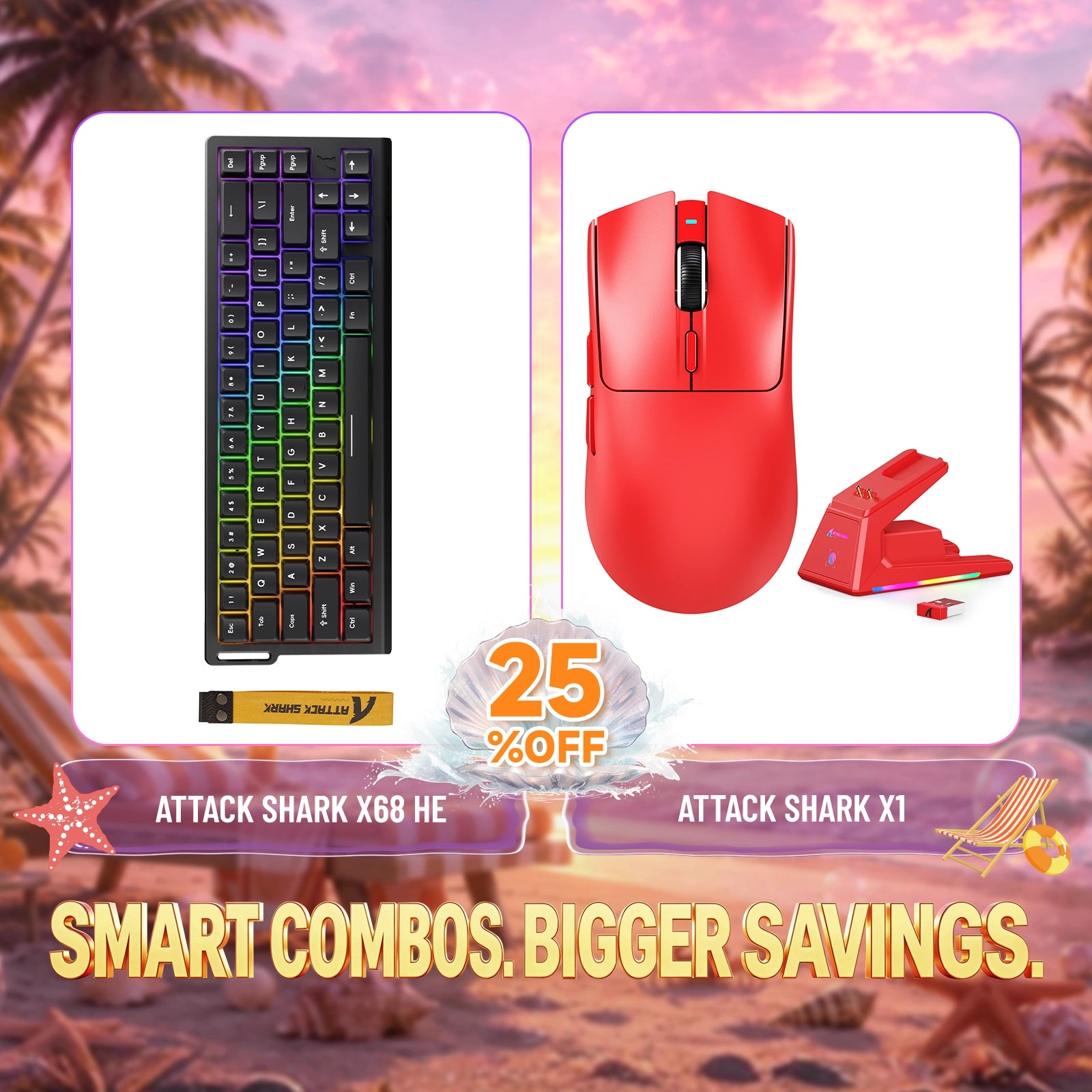 Paquete ATTACK SHARK X68HE teclado Rapid Trigger + ratón para juegos inalámbrico X1