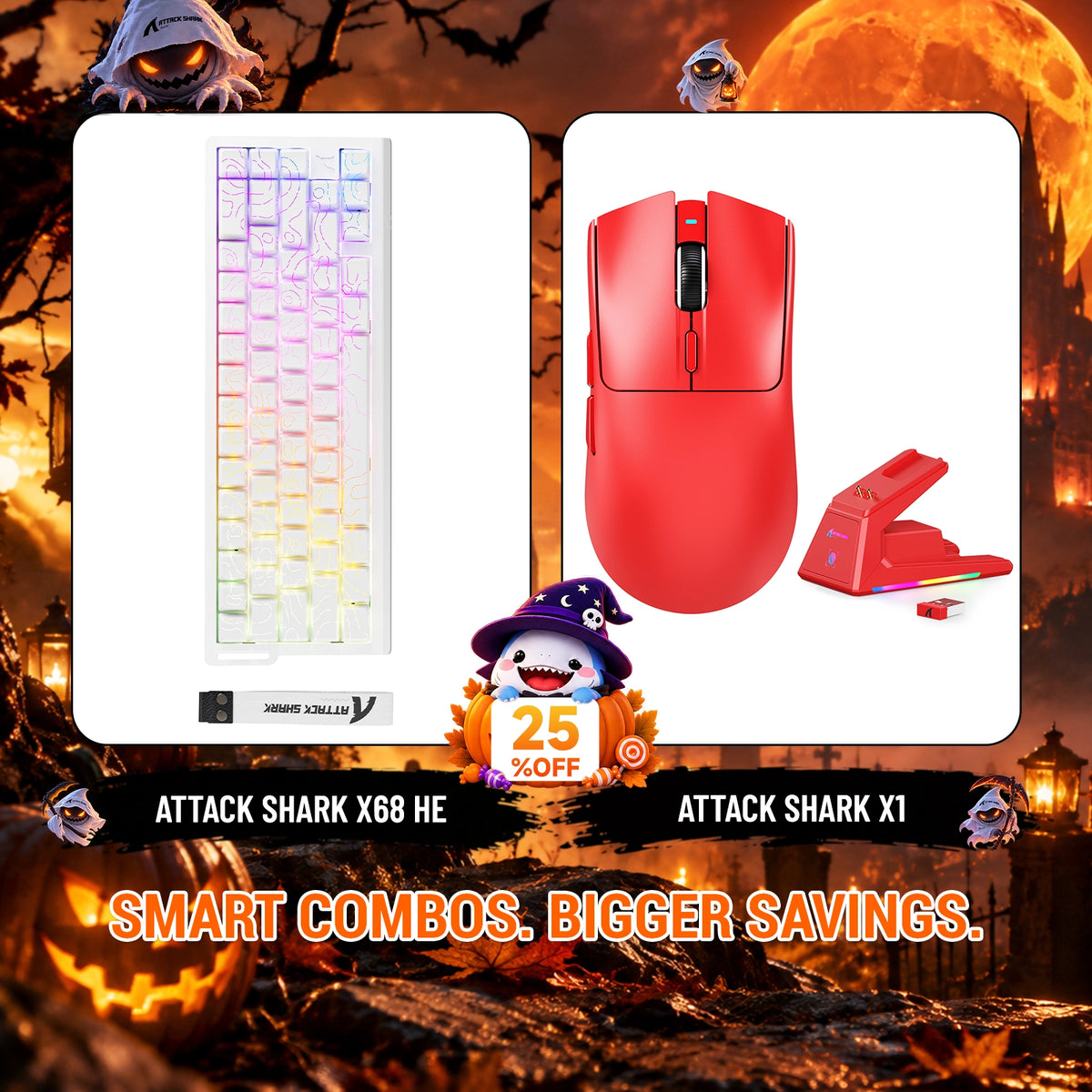 Paquete ATTACK SHARK X68HE teclado Rapid Trigger + ratón para juegos inalámbrico X1