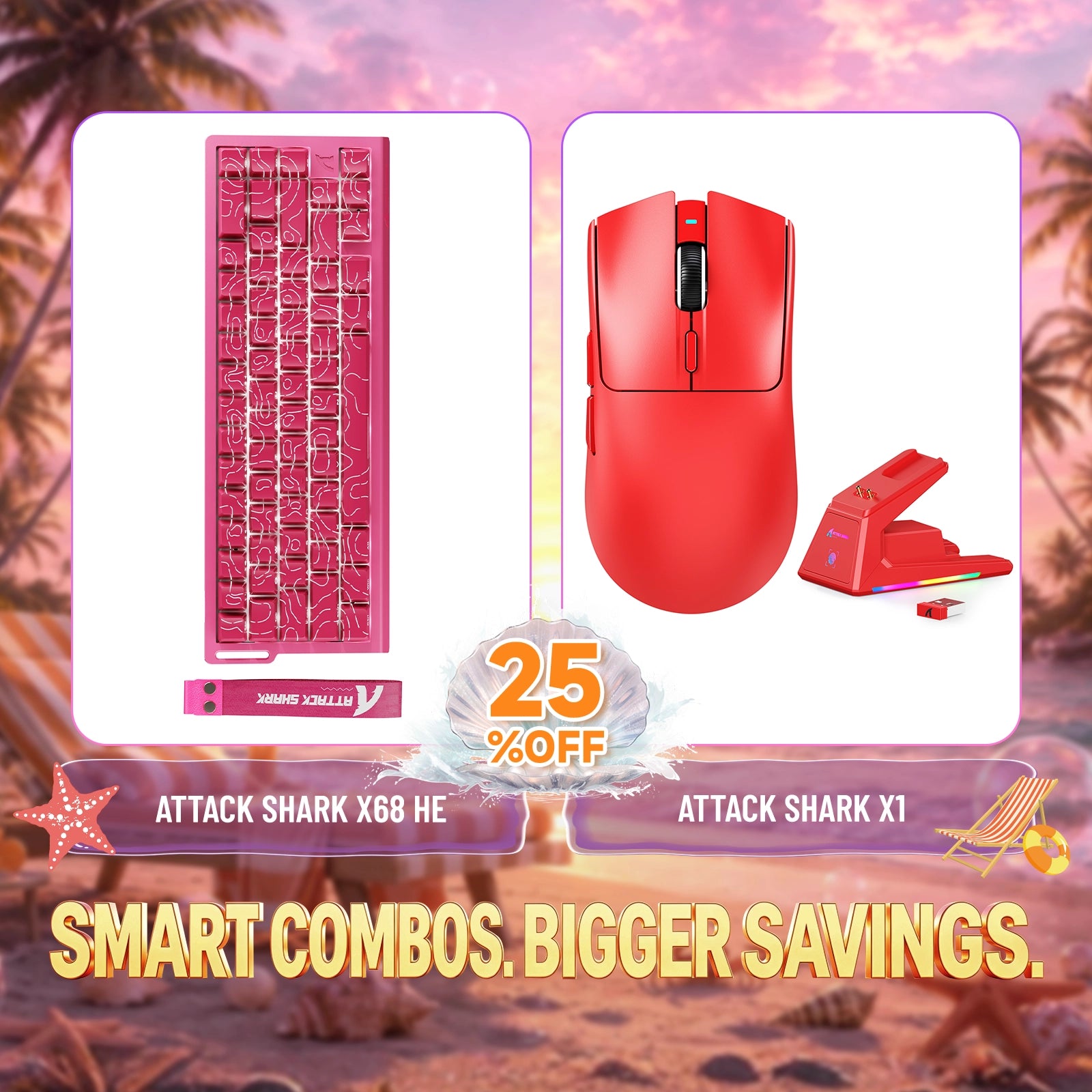 Paquete ATTACK SHARK X68HE teclado Rapid Trigger + ratón para juegos inalámbrico X1