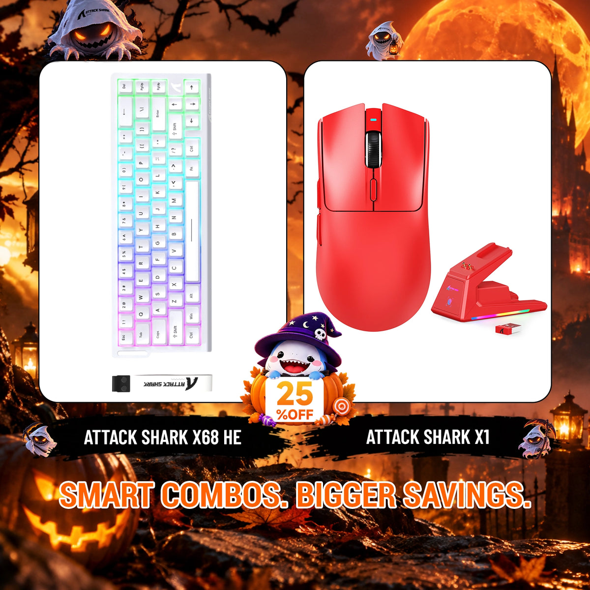 Paquete ATTACK SHARK X68HE teclado Rapid Trigger + ratón para juegos inalámbrico X1