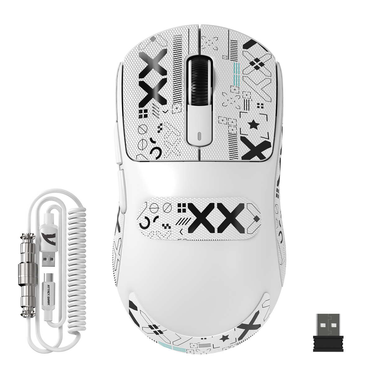ATTACK SHARK X3 MAX PAW3950 Ratón gaming inalámbrico con cable rizado para ratón C06
