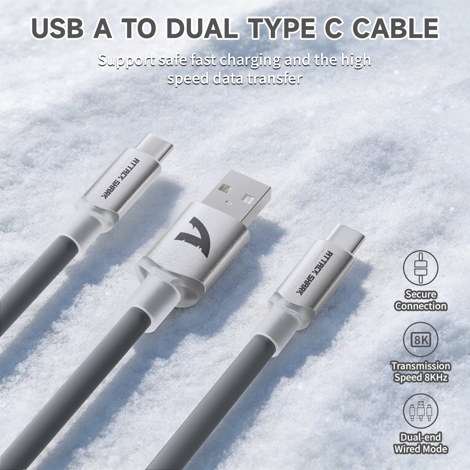 ATTACK SHARK C08 Cable de aviación personalizado 2 en 1 para teclados magnéticos de 8 kHz
