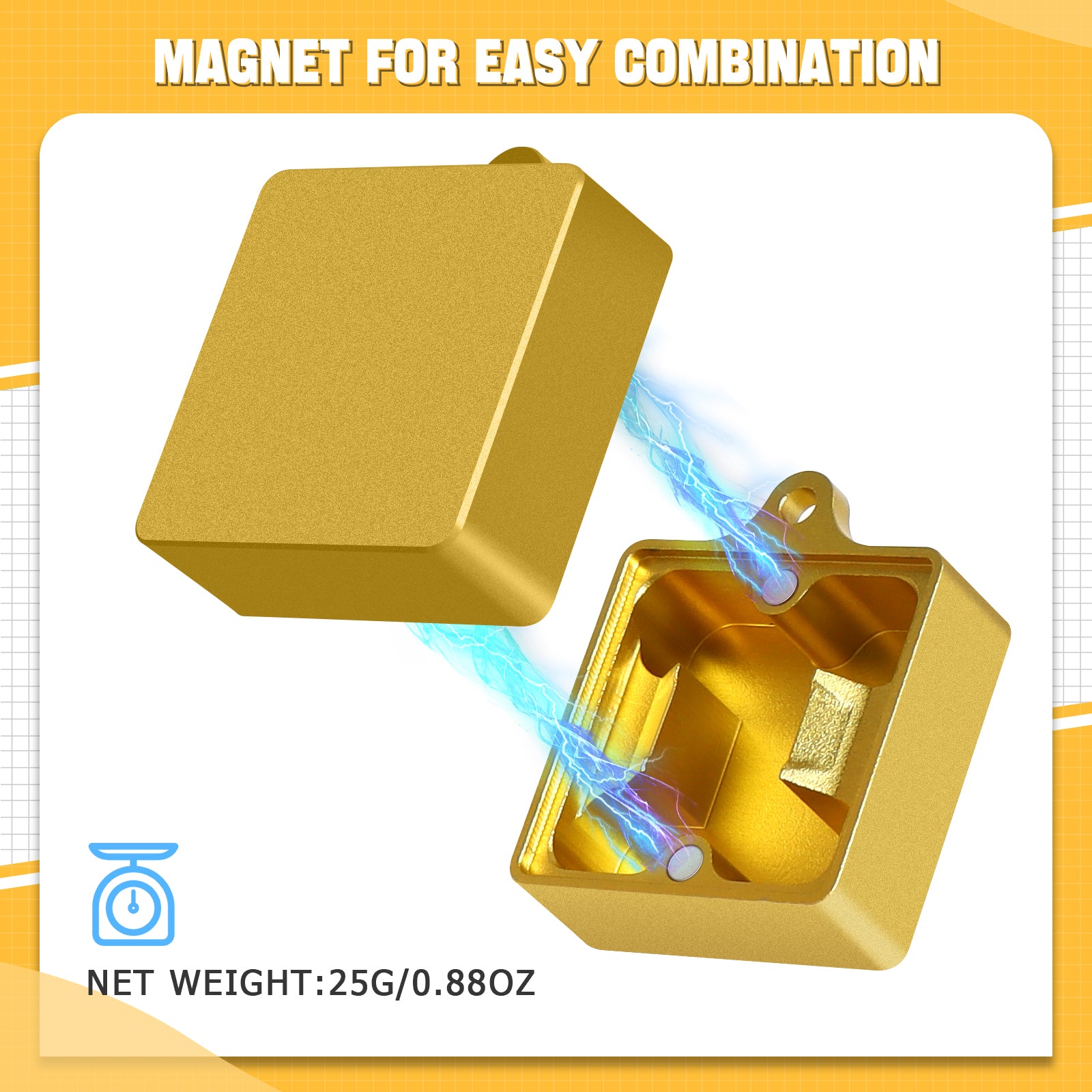 Gold switch opener kit featuring magnets for easy combination and 25g weight.