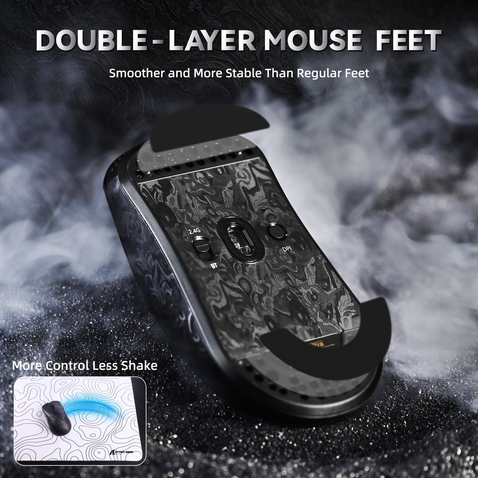 Ratón inalámbrico para juegos ATTACK SHARK R11 ULTRA de fibra de carbono 8K PAW3950MAX con cable C06 Ultra LED