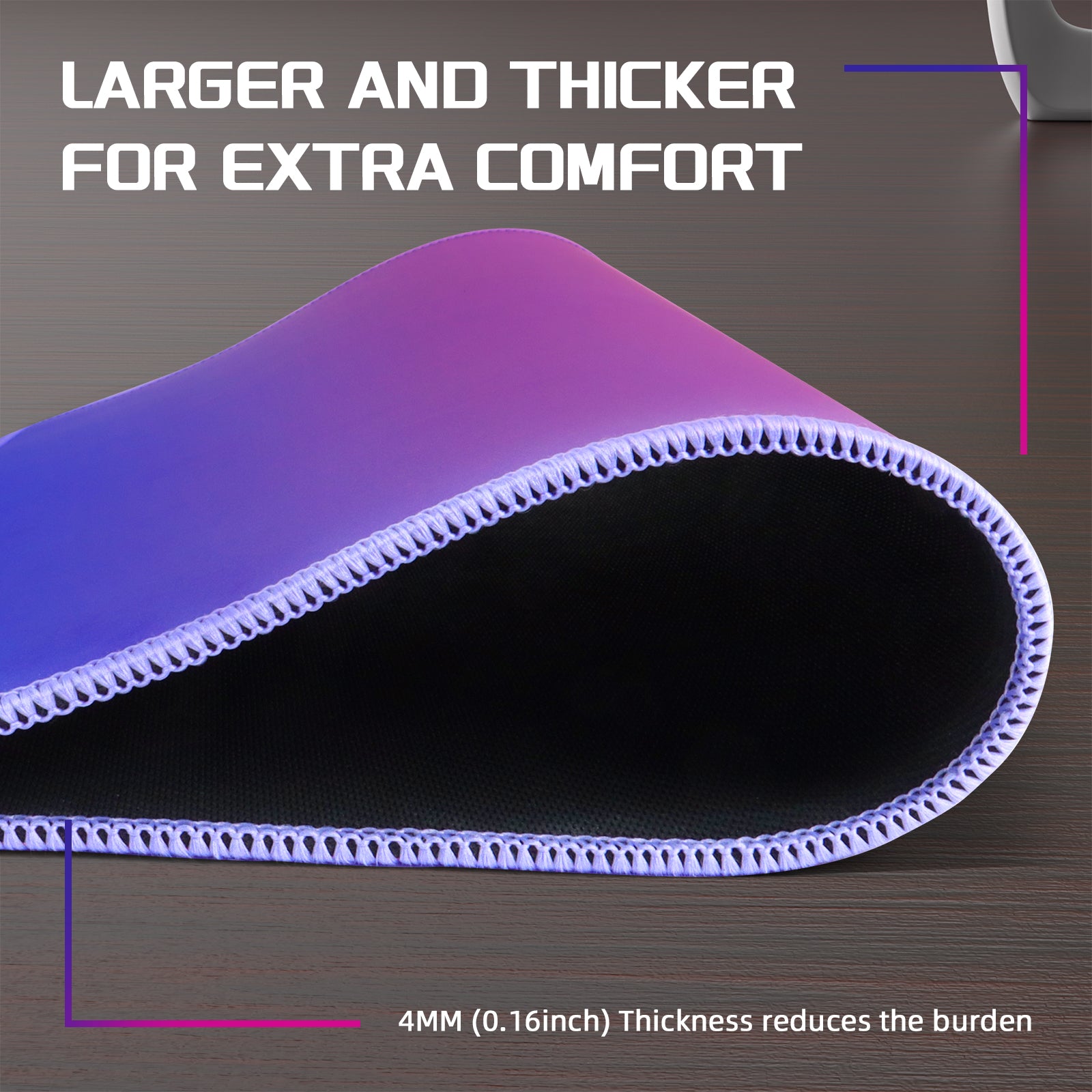 Attack Shark CM03 mouse pad edge emphasizing 4MM thickness for enhanced comfort