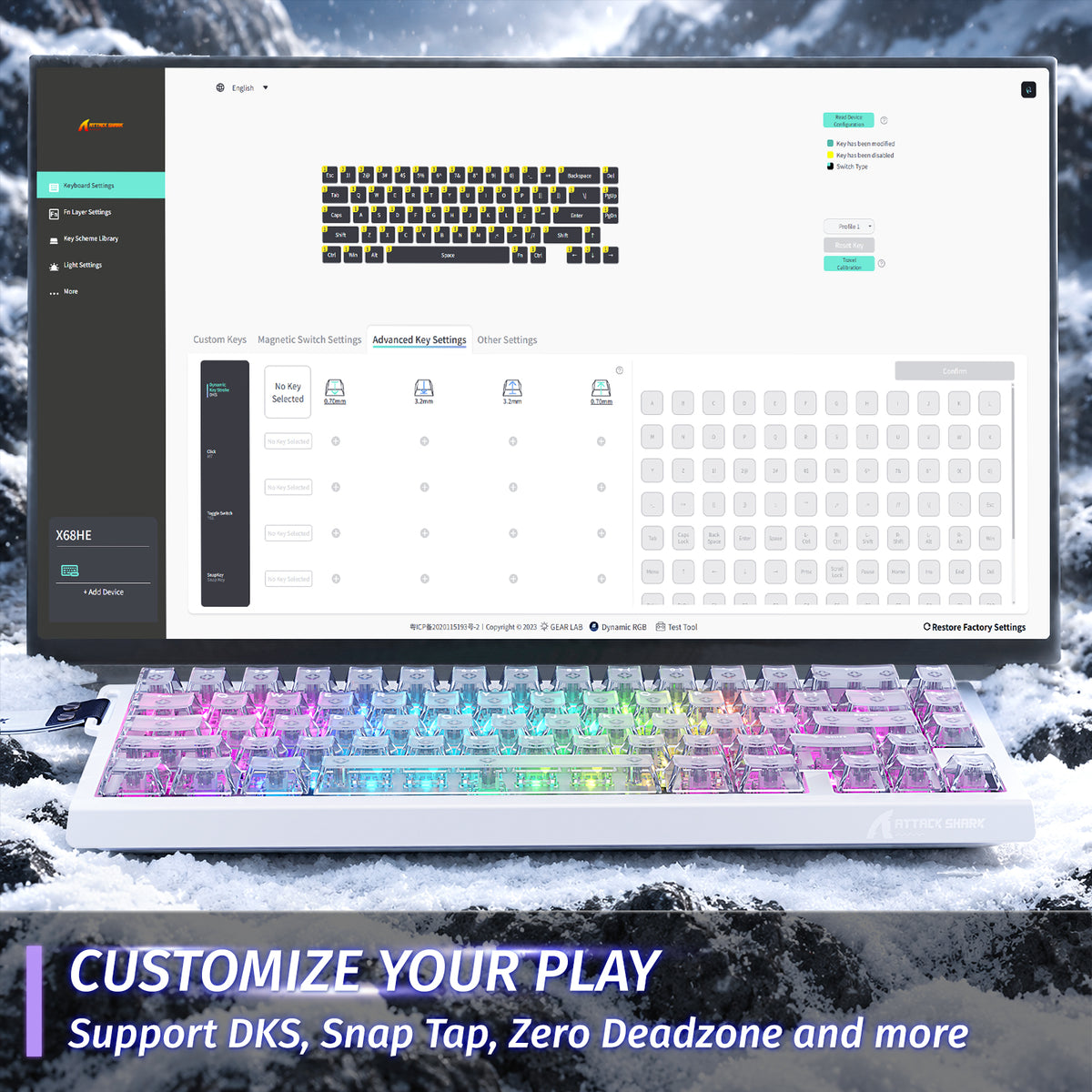ATTACK SHARK X68 HE Teclado de Disparo Rápido con Interruptor Magnético