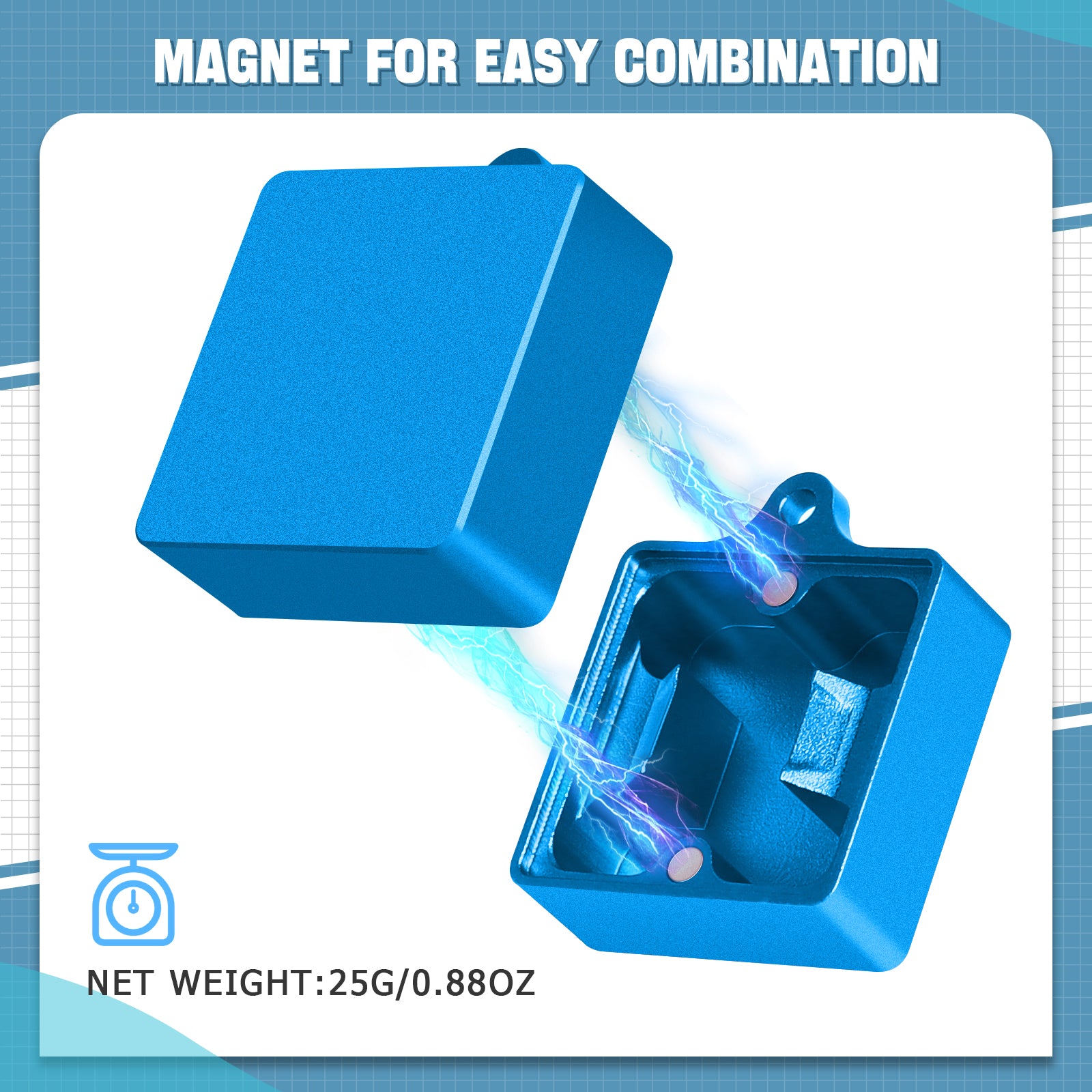 Blue switch opener with magnetic design for easy use, weighing 25g.