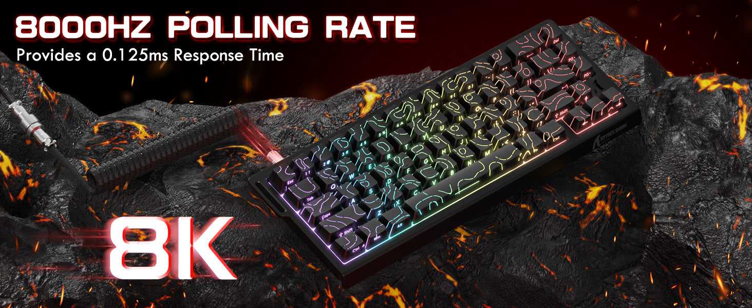 Teclado con interruptor magnético de gatillo rápido ATTACK SHARK X68 HE con cable en espiral C01PRO