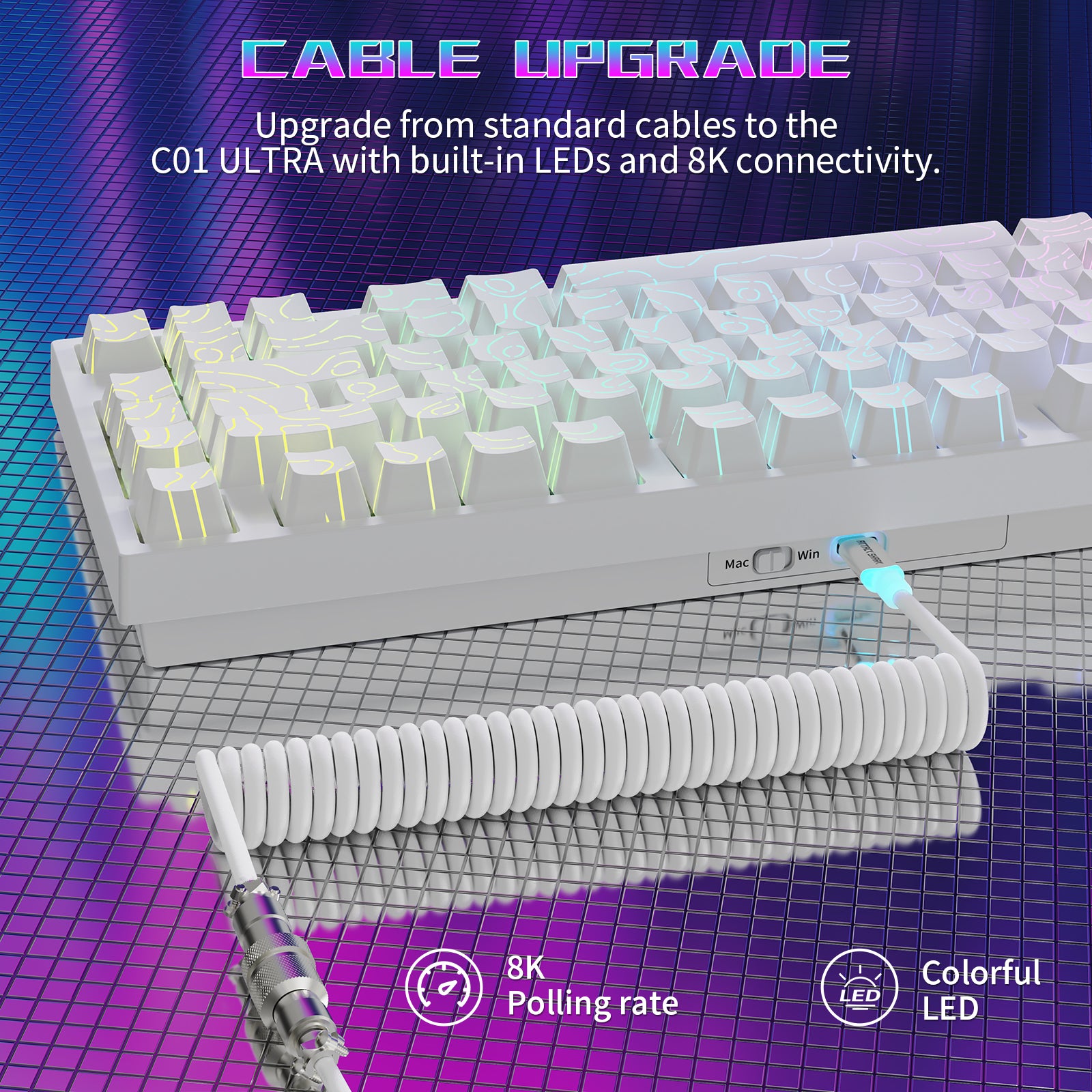 Teclado para juegos con cable ATTACK SHARK R82 HE (75%) y cable LED C01ULTRA