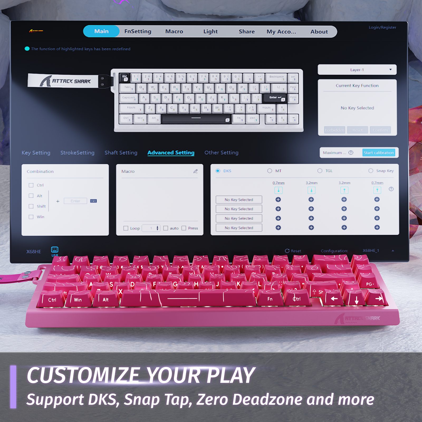 ATTACK SHARK X68 HE Teclado de Disparo Rápido con Interruptor Magnético