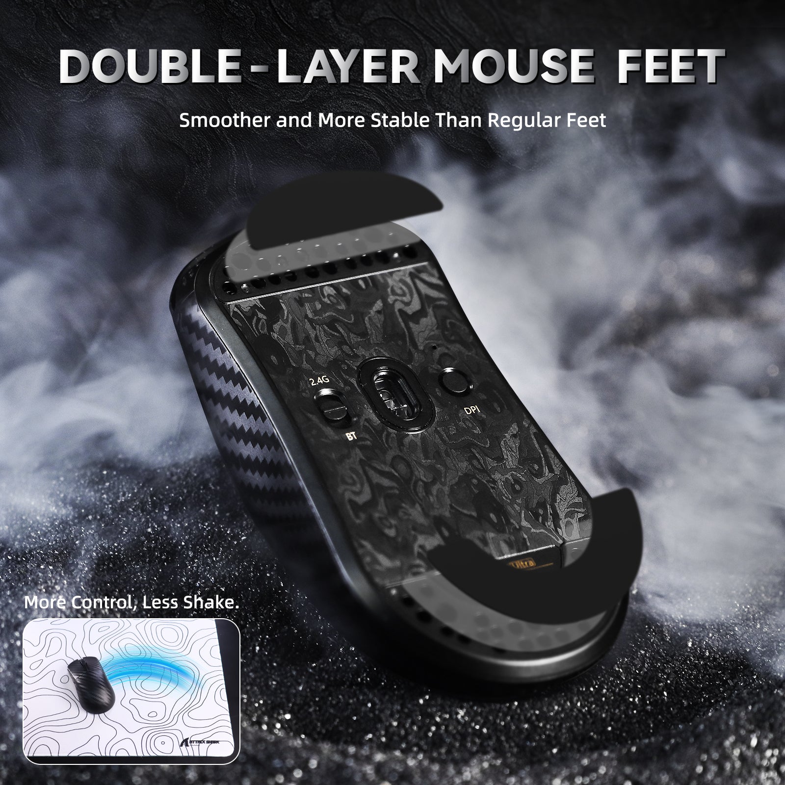 Ratón inalámbrico para juegos ATTACK SHARK R11 ULTRA de fibra de carbono 8K PAW3950MAX con cable C06 Ultra LED