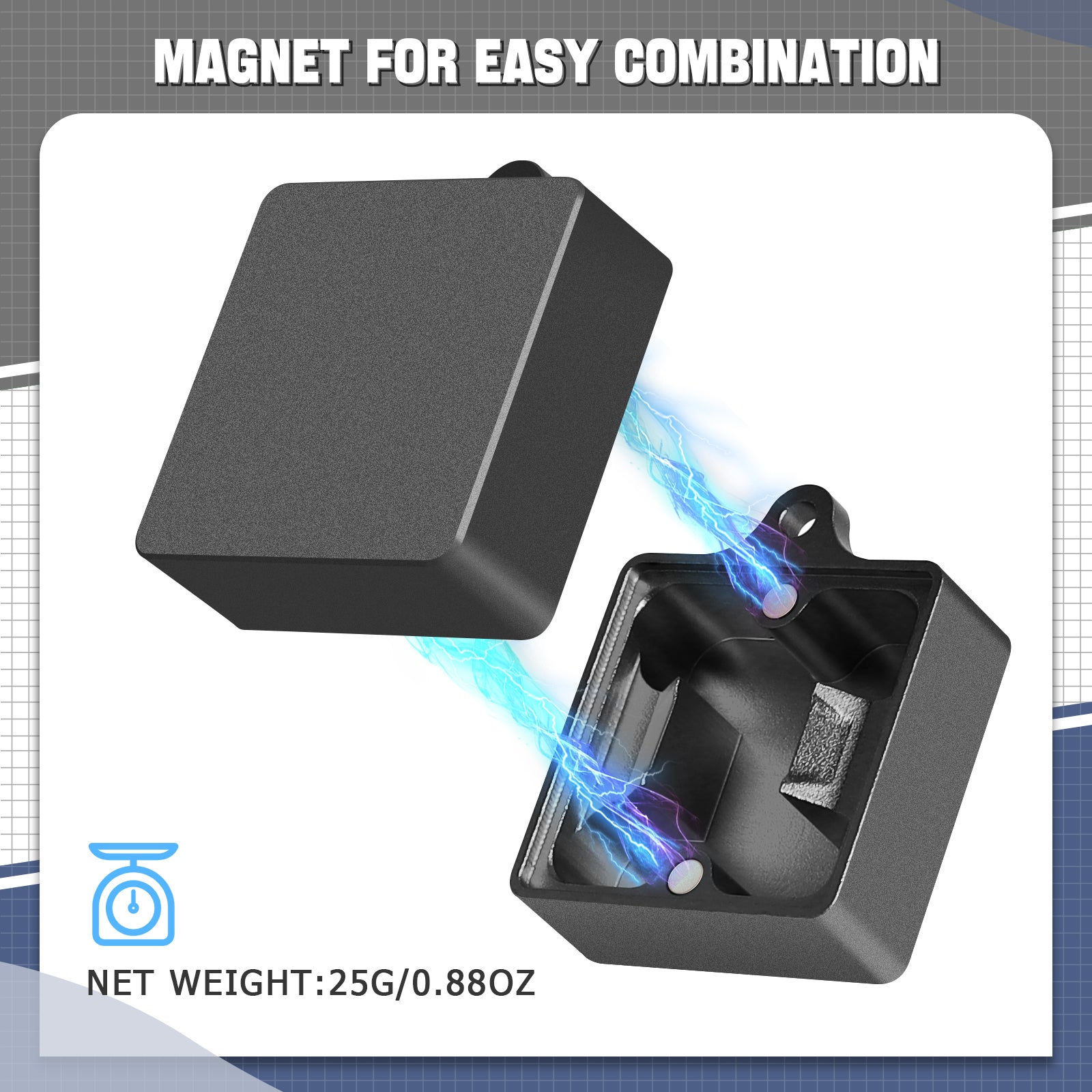 Black magnetic switch opener kit with a 25g weight for mechanical keyboards.