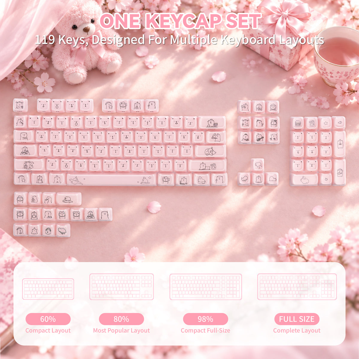 ATTACK SHARK SK05, 118/119 teclas, teclas PBT, MOA, ANSI