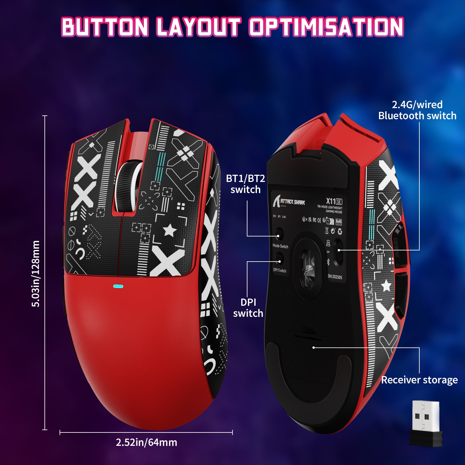 Ratón inalámbrico para juegos ATTACK SHARK X11SE