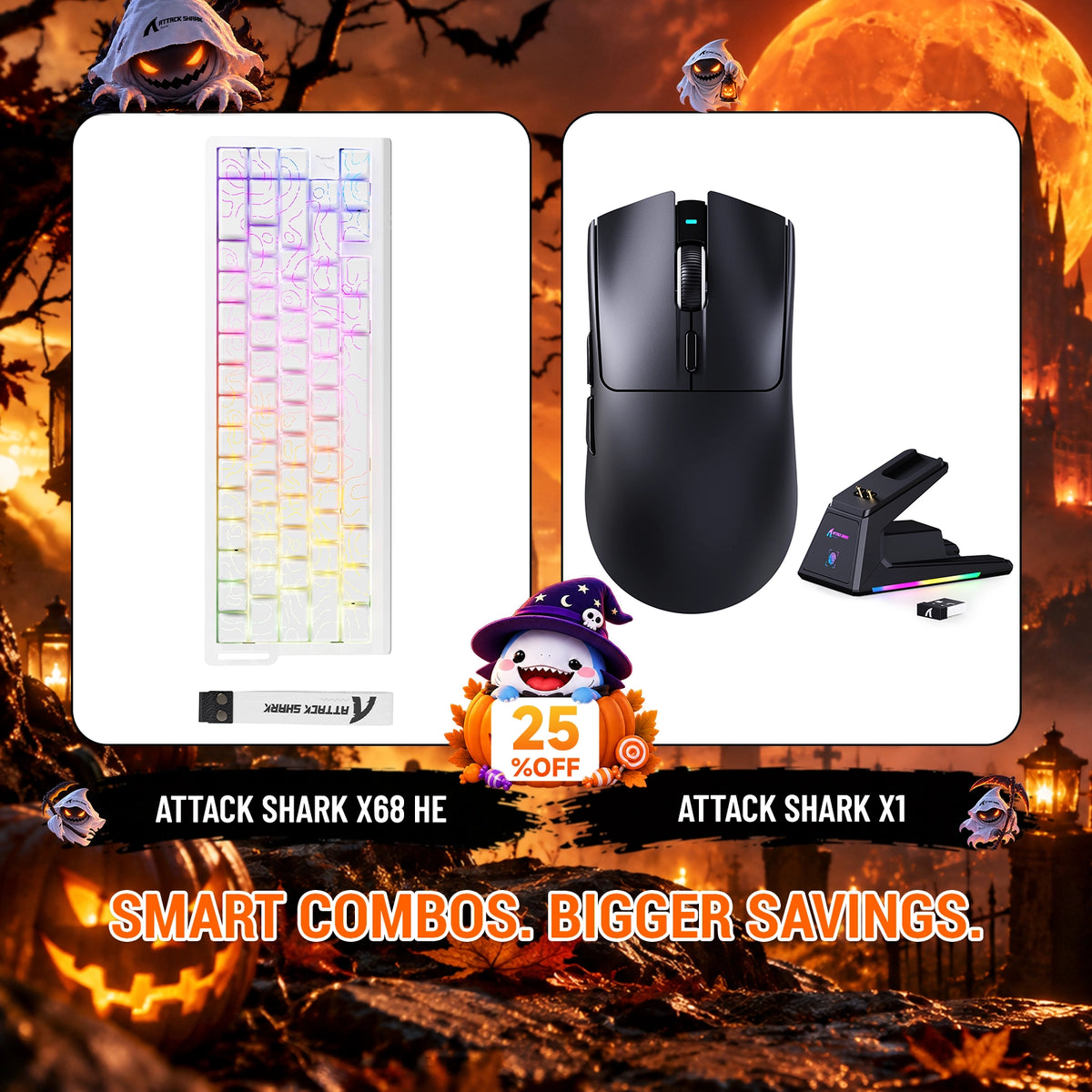 Paquete ATTACK SHARK X68HE teclado Rapid Trigger + ratón para juegos inalámbrico X1