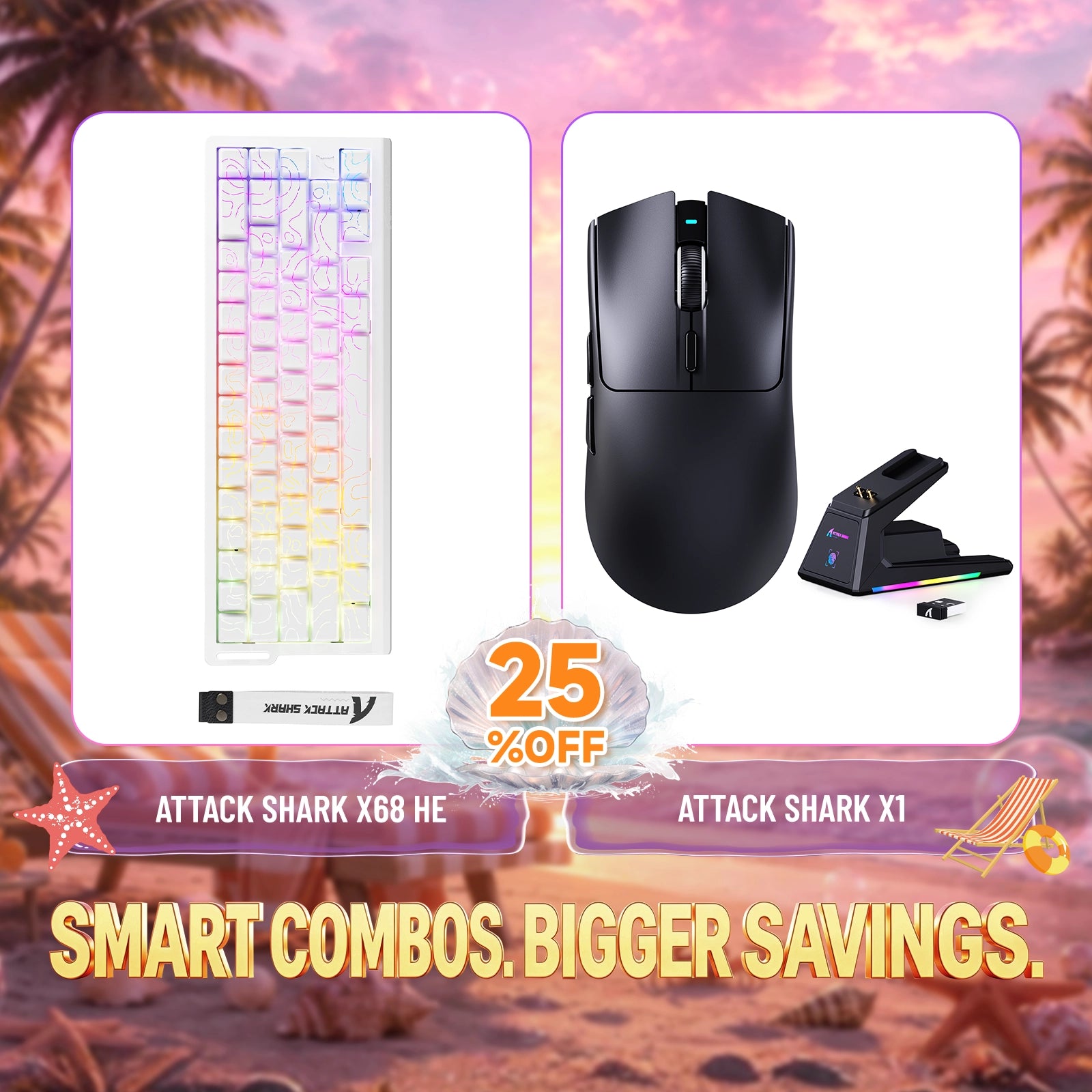 Paquete ATTACK SHARK X68HE teclado Rapid Trigger + ratón para juegos inalámbrico X1