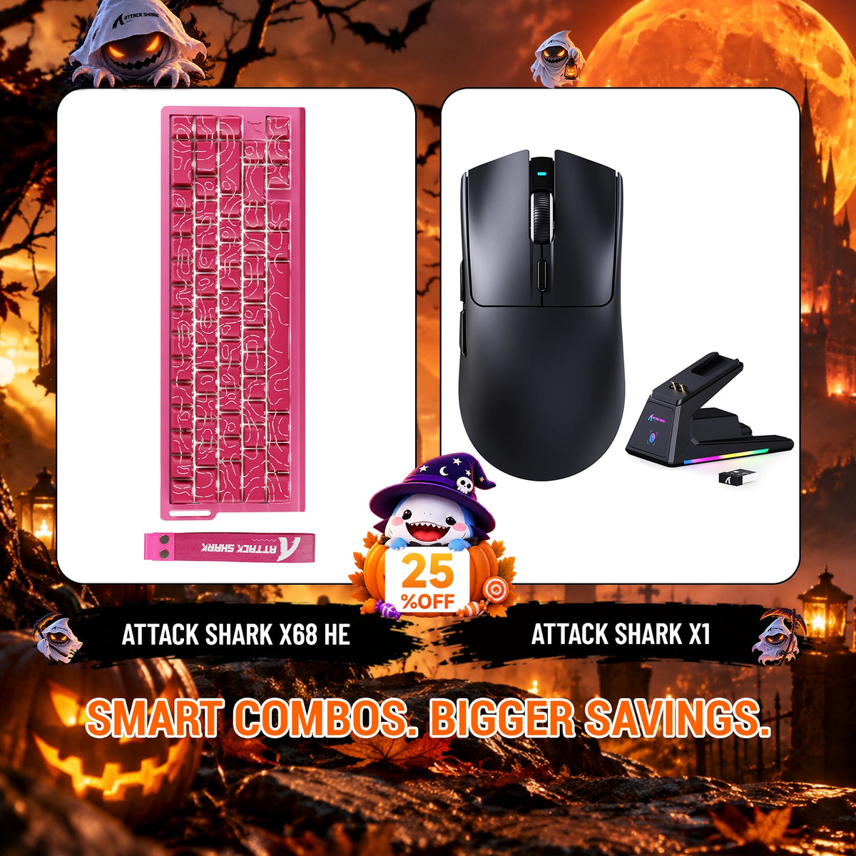 Paquete ATTACK SHARK X68HE teclado Rapid Trigger + ratón para juegos inalámbrico X1