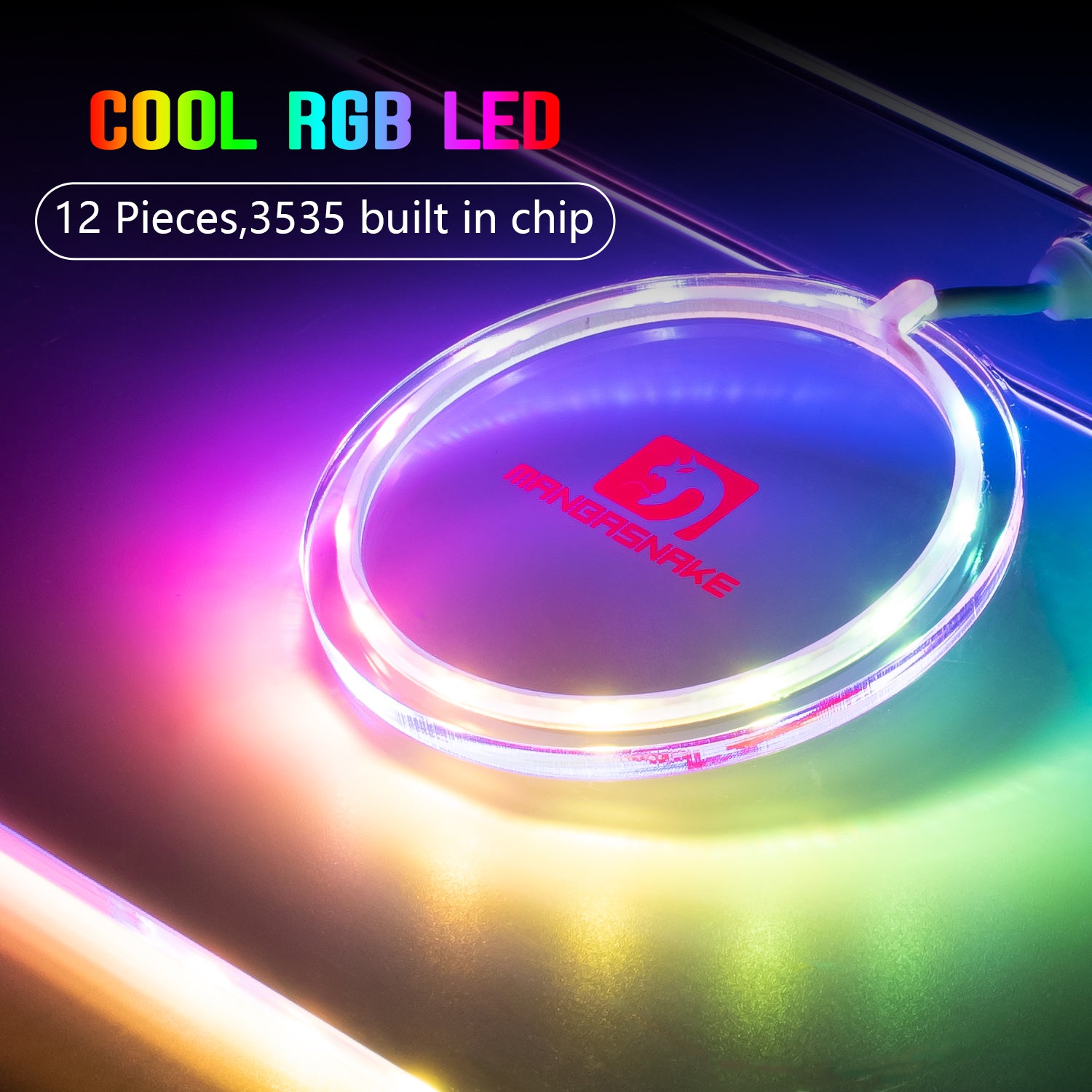 RGB LED lighting featuring 12 built-in chips on keyboard holder with vibrant colors.