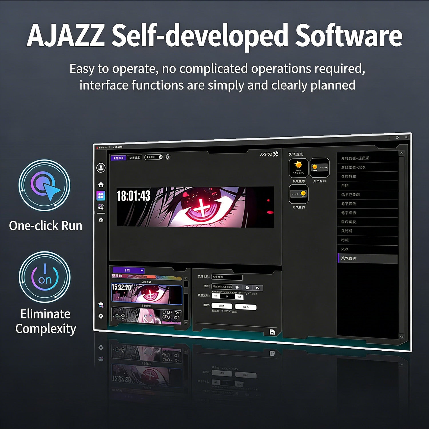 ATTACK SHARK x AJAZZ 9.2-inch monitor software: PC stats, weather, customization