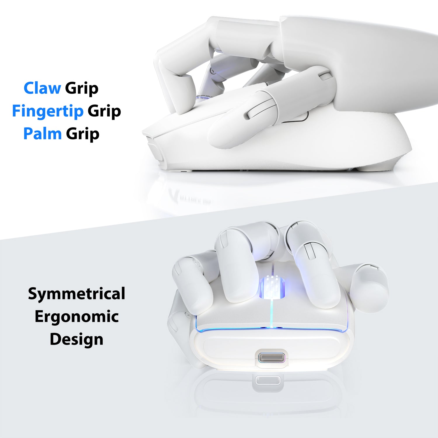 Demonstration of claw, fingertip, and palm grips on Attack Shark X5 gaming mouse.