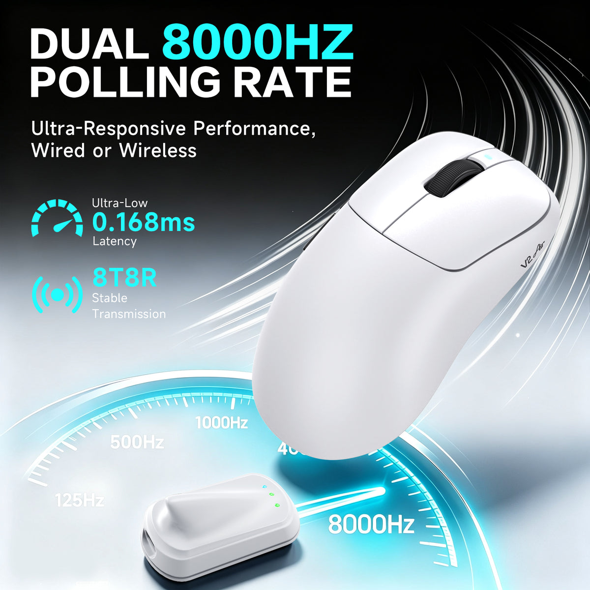 ATTACK SHARK V2 AIR PAW3955MAX Ratón inalámbrico ergonómico para gaming