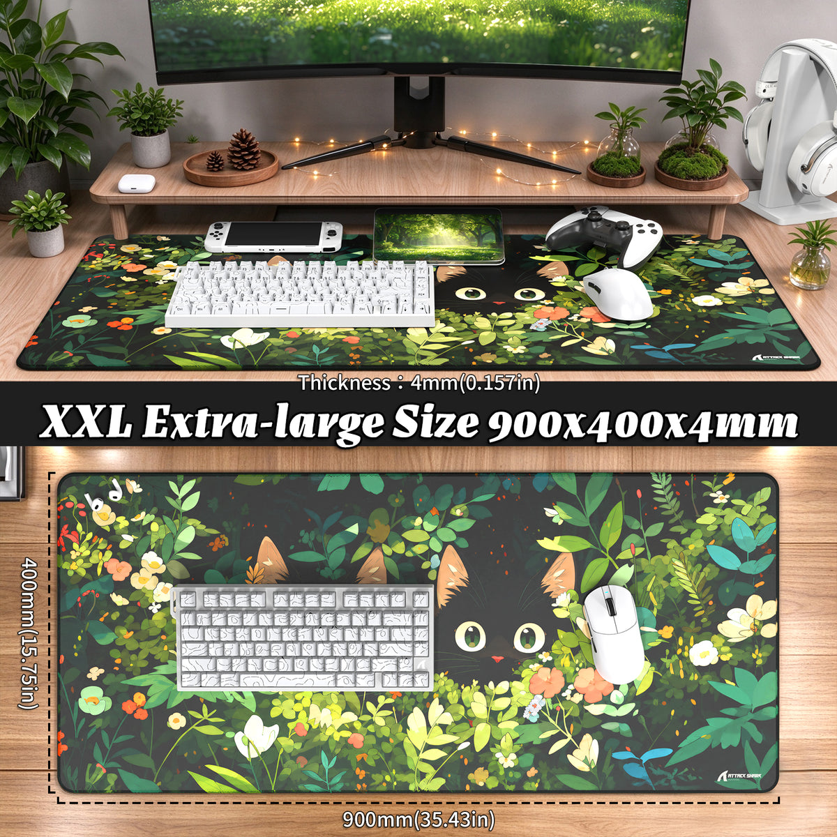 Alfombrilla de ratón para eSport ATTACK SHARK CM02PRO (900x400x4 MM)