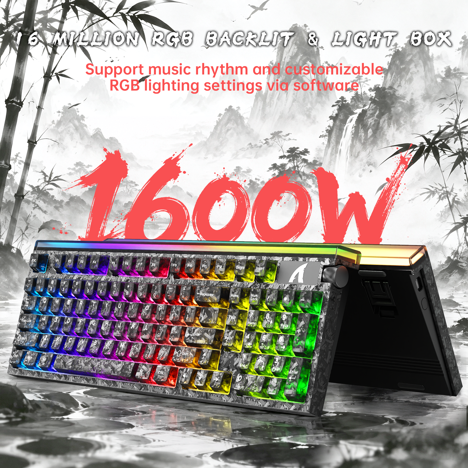 Teclado con cable ATTACK SHARK R98 HE de fibra de carbono, gatillo rápido, interruptor magnético y cable en espiral C01 Ultra RGB
