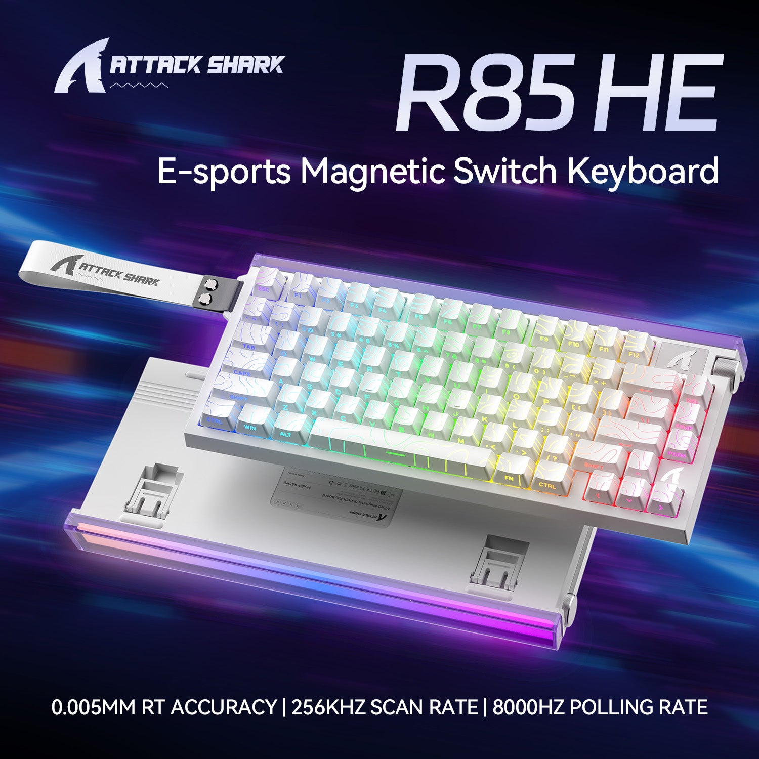 Teclado de gatillo rápido ATTACK SHARK R85 HE con interruptor magnético y caja de luz personalizada