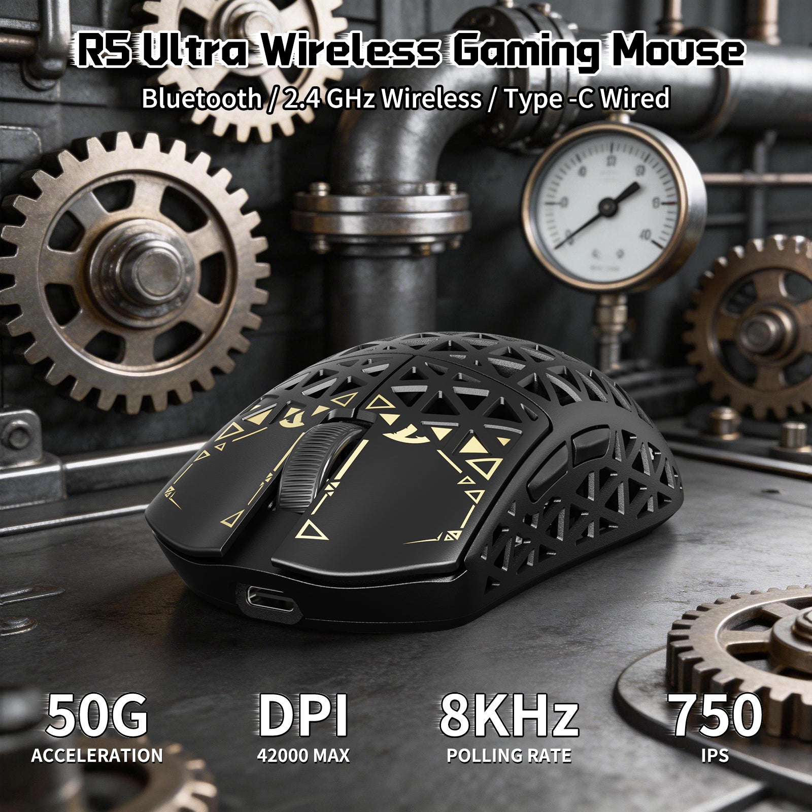 Paquete gaming ATTACK SHARK R68 HE & R5 ULTRA de fibra de carbono con cable en espiral C01 ULTRA