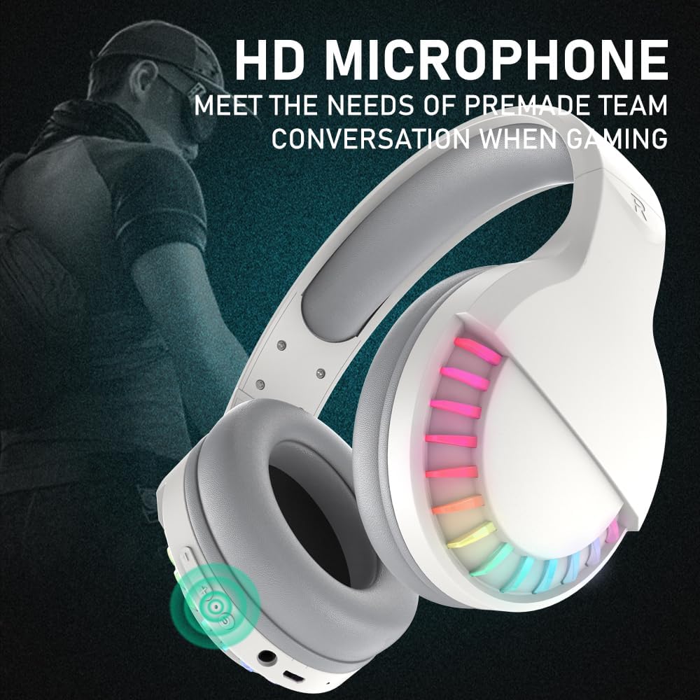 SH33 wireless headset with HD microphone and RGB lighting for gaming.