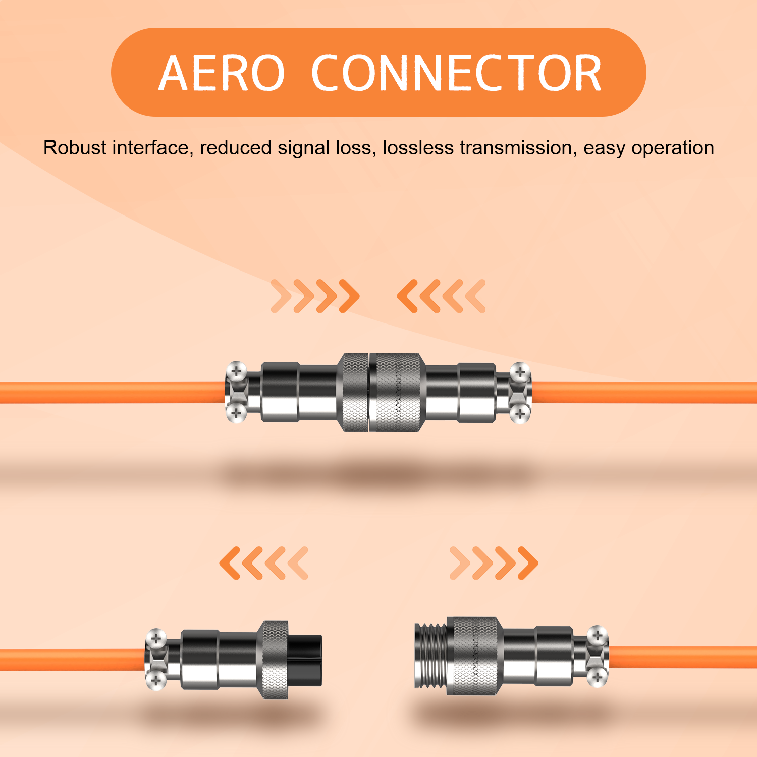 Aero connector for coiled USB-C cable ensures robust signal transmission.