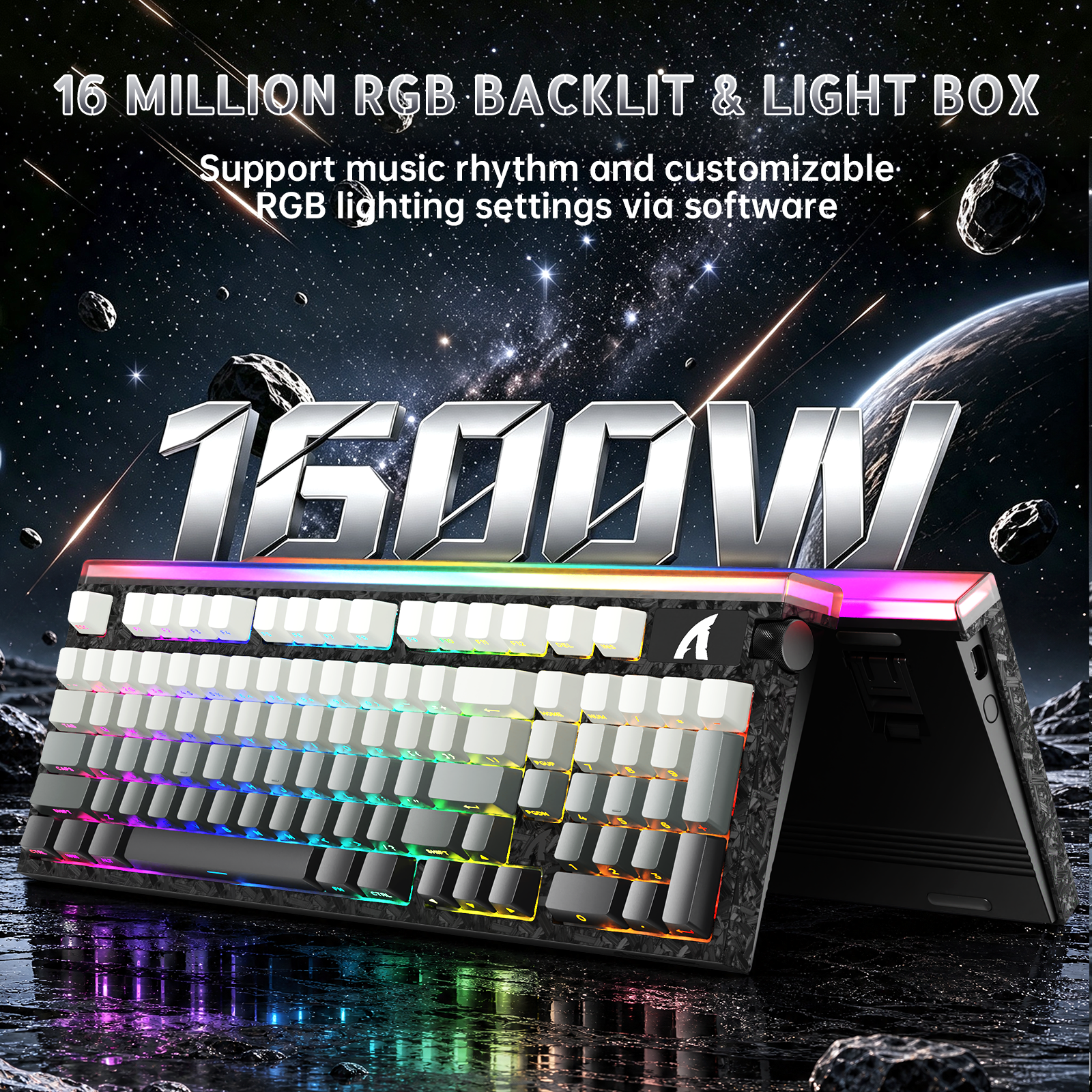 Teclado con cable ATTACK SHARK R98 HE de fibra de carbono, gatillo rápido, interruptor magnético y cable en espiral C01 Ultra RGB