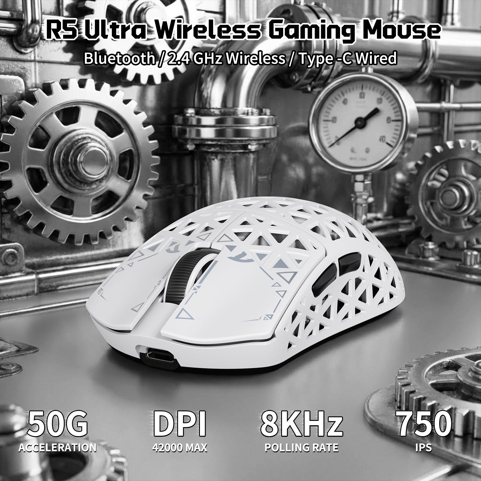 Paquete gaming ATTACK SHARK R68 HE & R5 ULTRA de fibra de carbono con cable en espiral C01 ULTRA