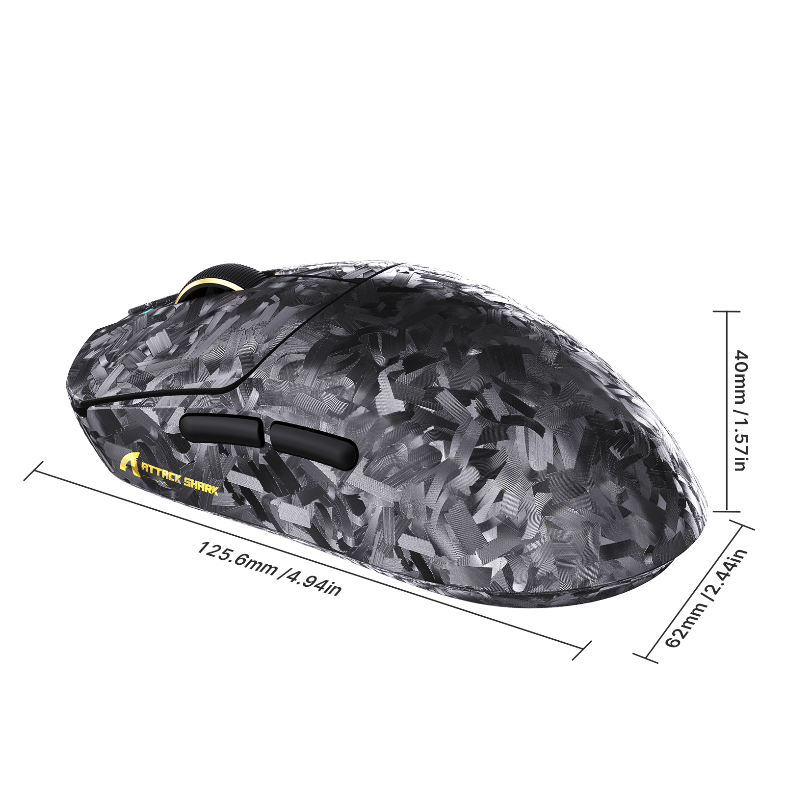 Ratón para juegos inalámbrico ATTACK SHARK RS3 ULTRA de fibra de carbono PAW3955MAX