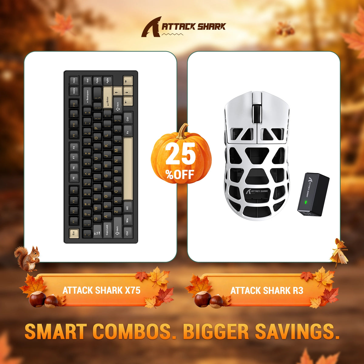 Paquete ATTACK SHARK X75 teclado de aluminio completo + ratón para juegos de aleación de magnesio R3