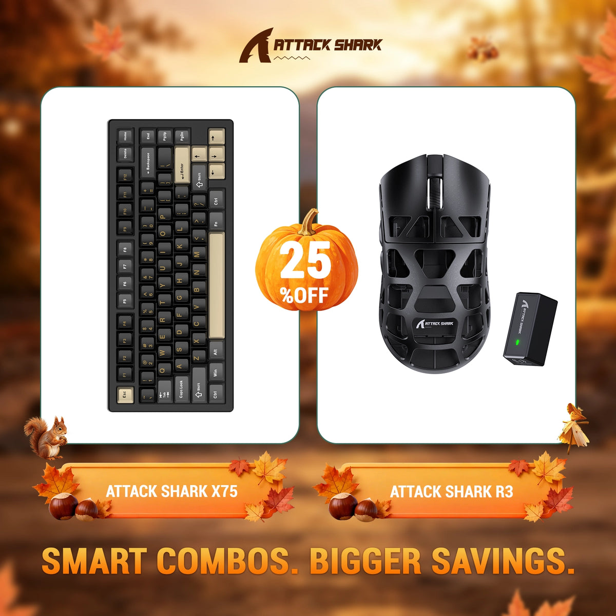Paquete ATTACK SHARK X75 teclado de aluminio completo + ratón para juegos de aleación de magnesio R3