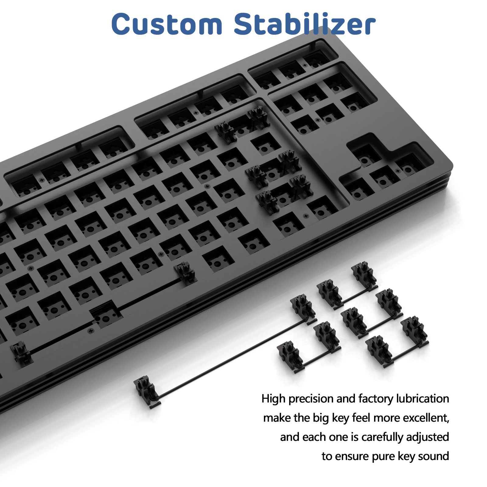 AJAZZ AKC087 keyboard custom stabilizer with lubrication for optimal key sound.