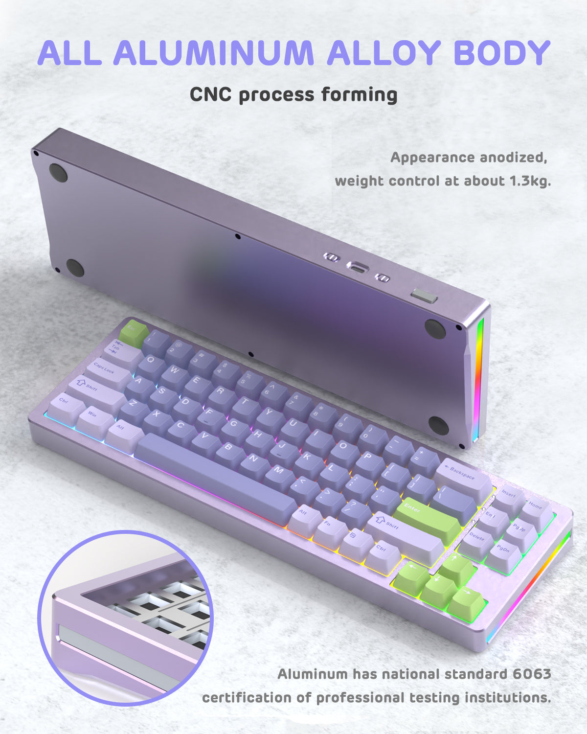 CNC aluminum alloy Attack Shark M71 keyboard with RGB lighting and PBT keycaps.