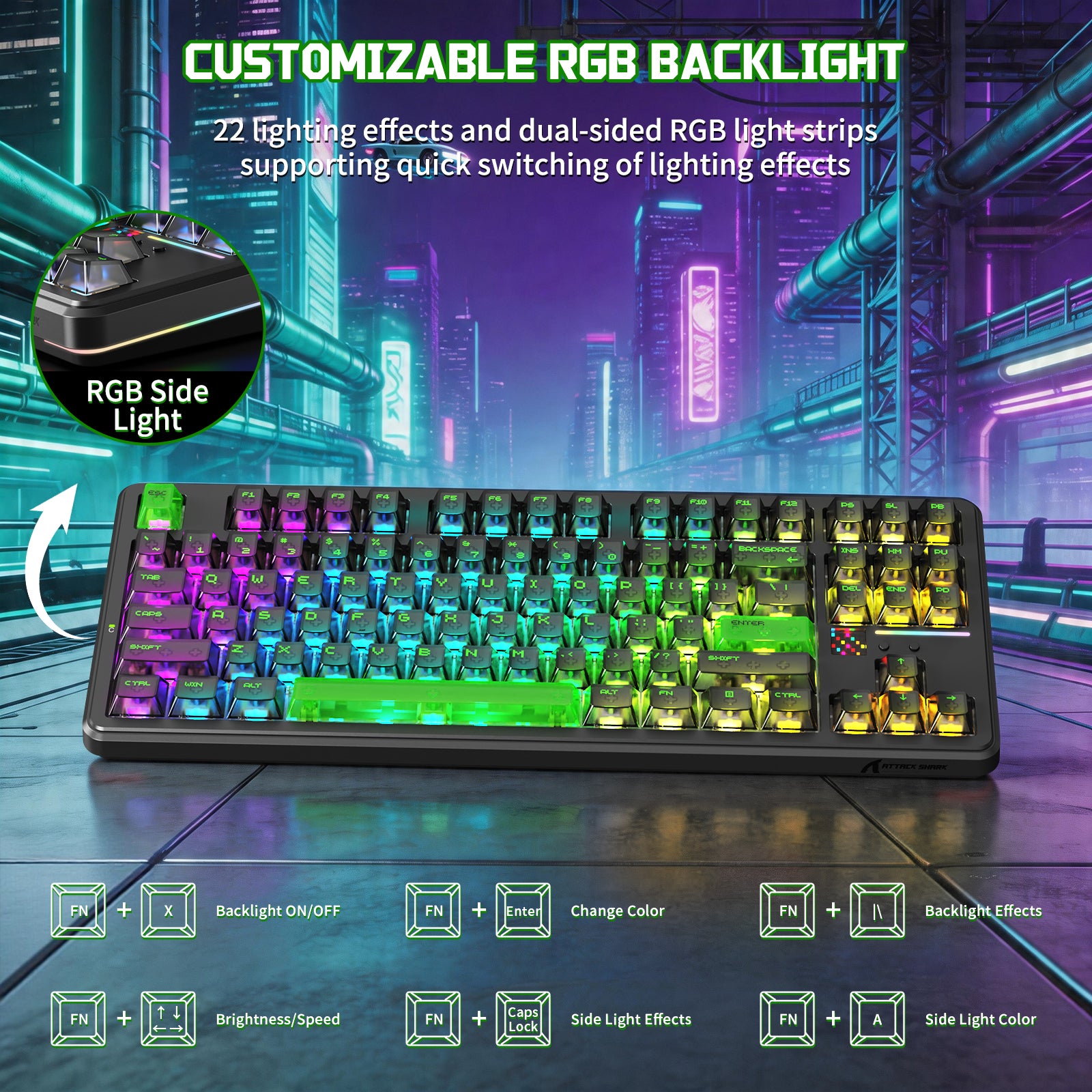 Teclado mecánico inalámbrico ATTACK SHARK X87 ULTRA con receptor inalámbrico 8K